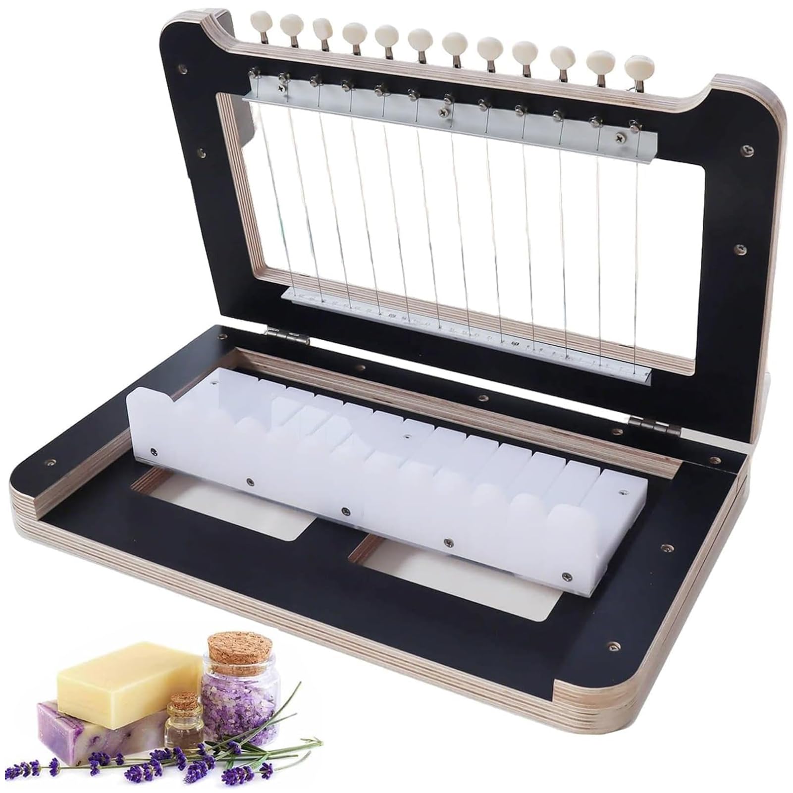 ZHJOPP Wooden Soap Cutter, Multi Soap Loaf Cutter, Cutting Intervalis 2.5cm, Bamboo DIY Soap Making Kit, for Handmade Soap, Cheese