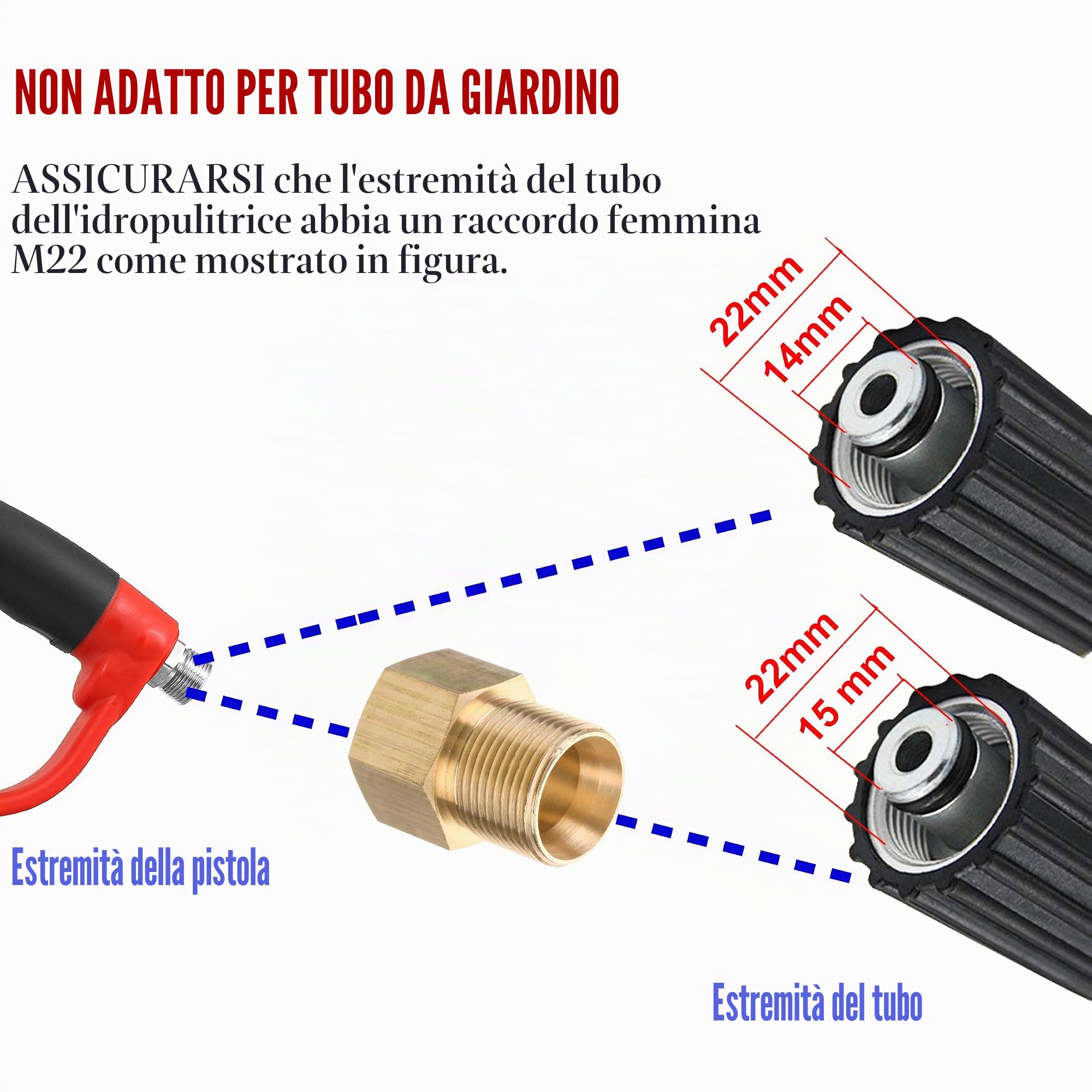 Tool Daily Pistola per idropulitrice di lusso con prolunga per baguette di ricambio, 5 punte per ugello, attacco M22, 101,6 cm, 5000 PSI