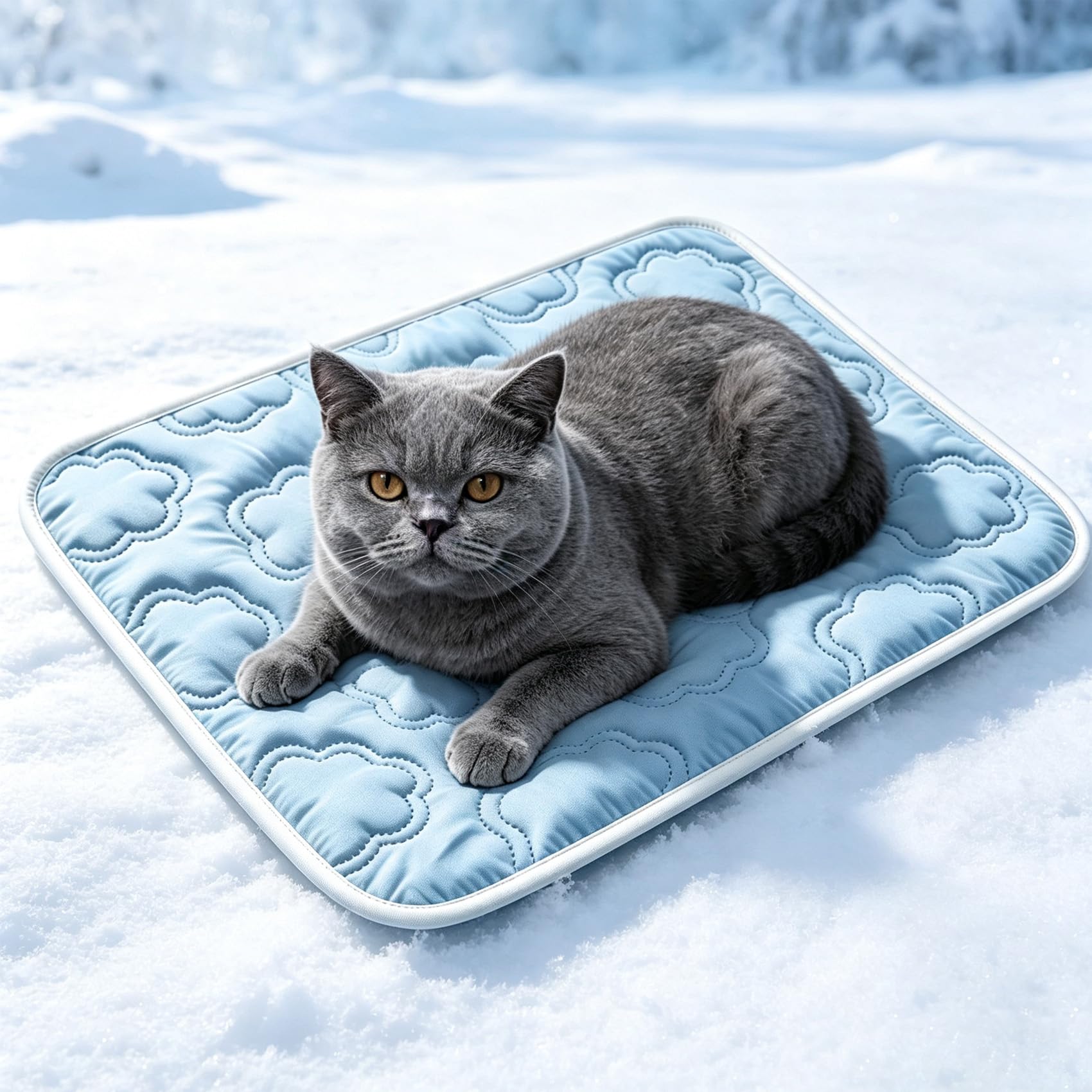 Doleva Cooling Mat, Breathable Soft Sleeping Pad for Indoor Cats (Blue M)