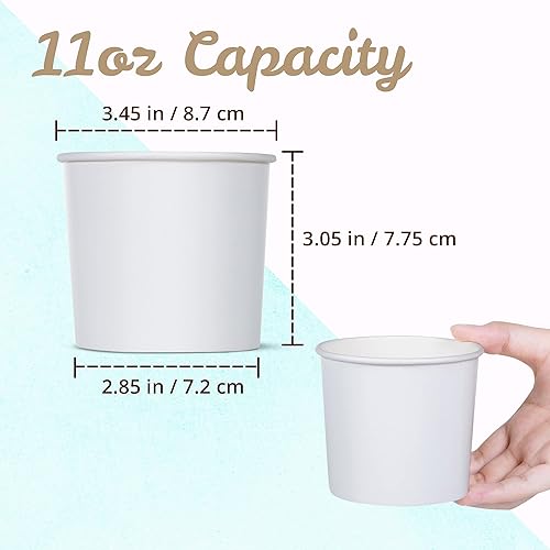 Miniatura 4 de MATICAN Vasos de papel para helado, 50 cuencos de postre desechables de 11 onzas para alimentos calientes o fríos, suministros de fiesta de 11
