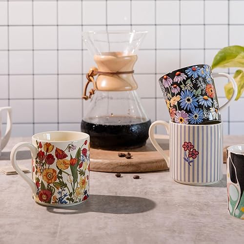 Miniatura 3 de Taza de café, bonita taza de cerámica con capacidad para 12 onzas, apta para lavavajillas y microondas, margaritas brillantes