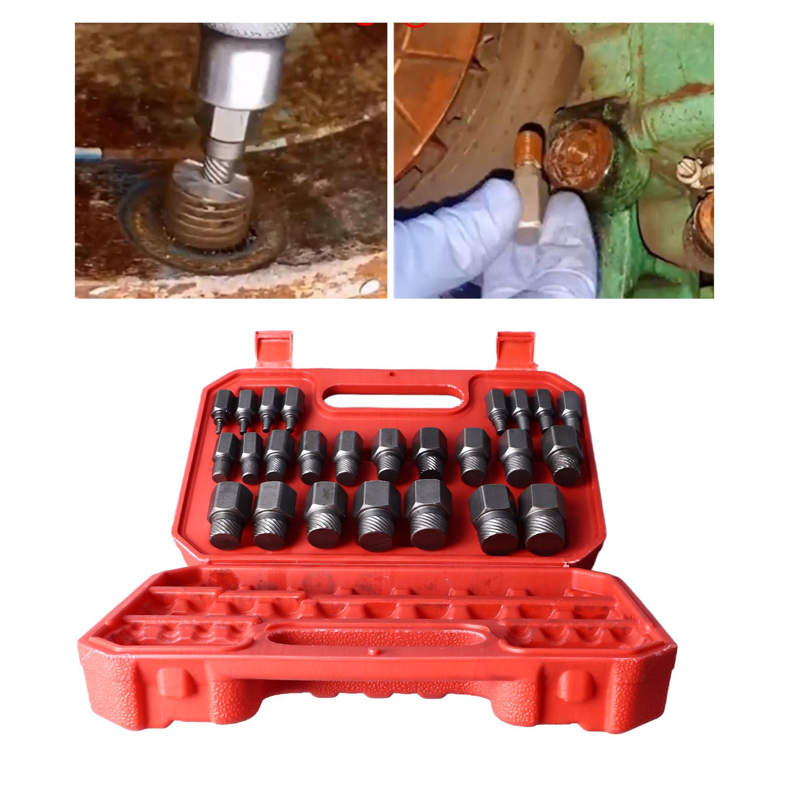 Set di Estrattori per Viti Danneggiate 25 Pezzi, Kit Estrattore per Bulloni Easy Out, Strumento per Rimuovere Viti Prigioniere, Strumento di Rimozione Viti Rotte per Rimuovere