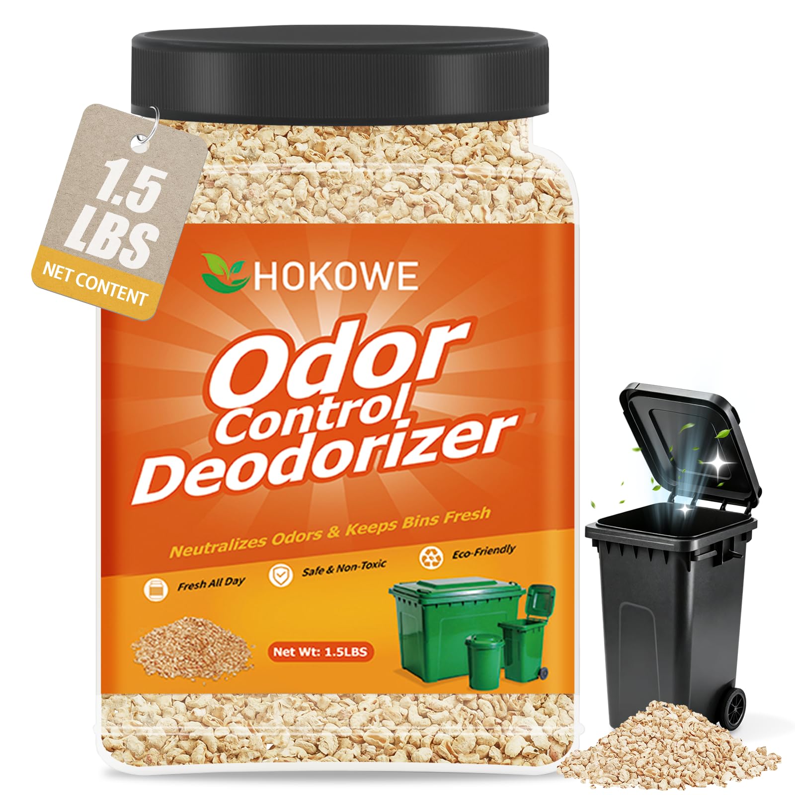 1.5lbs Trash Can Deodorizer - Outdoor Garbage Can Deodorizer, Trash Odor Neutralizer &amp; Odor Eliminator for Kitchen, Recycling bins, Dumpsters, Long-Lasting Odor Control &amp; Freshness