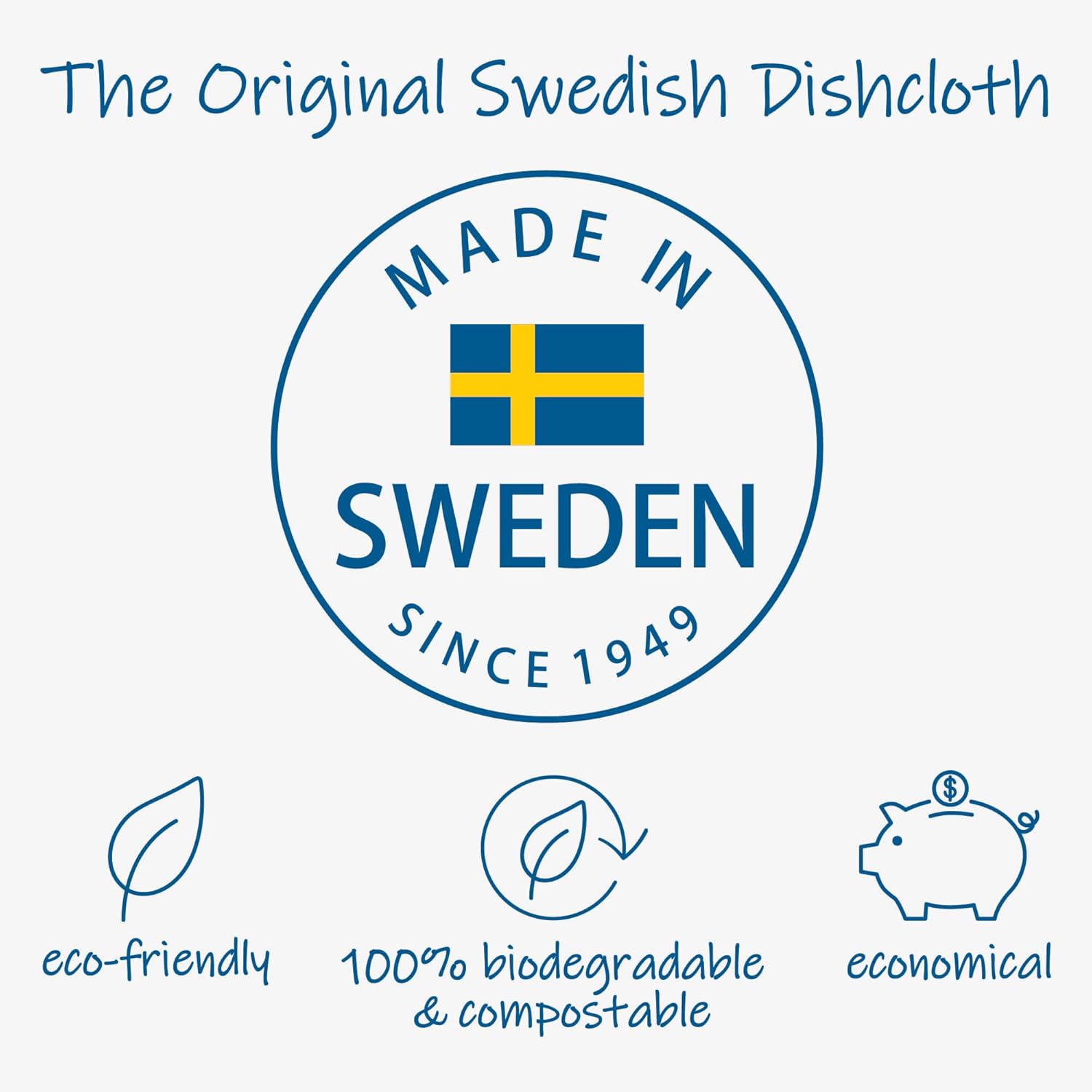 Original Swedish Dishcloths – 20 Pack Reusable Cellulose Sponge Cloths | Made in Sweden | Eco-Friendly, Absorbent Dish Rags for Kitchen, Counters & Household Cleaning