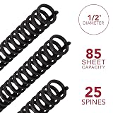 GBC Binding Spines / Spirals / Coils, 1/2" Diameter, 85 Sheet Capacity, ProClick, Black, 25 Pack (2515660) – view 2