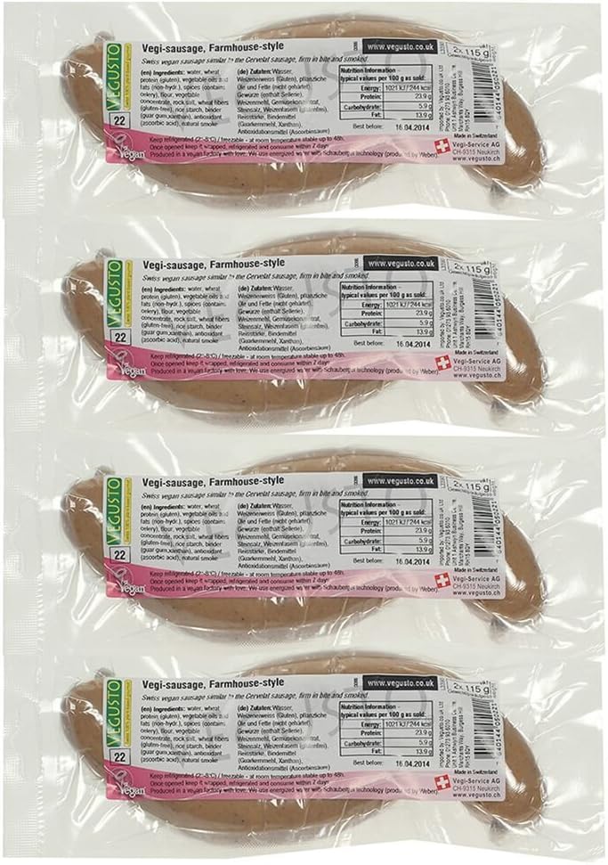 Vegan Vegetarian Farmhouse-Style Vegusto Sausage, 4 Packs of 2