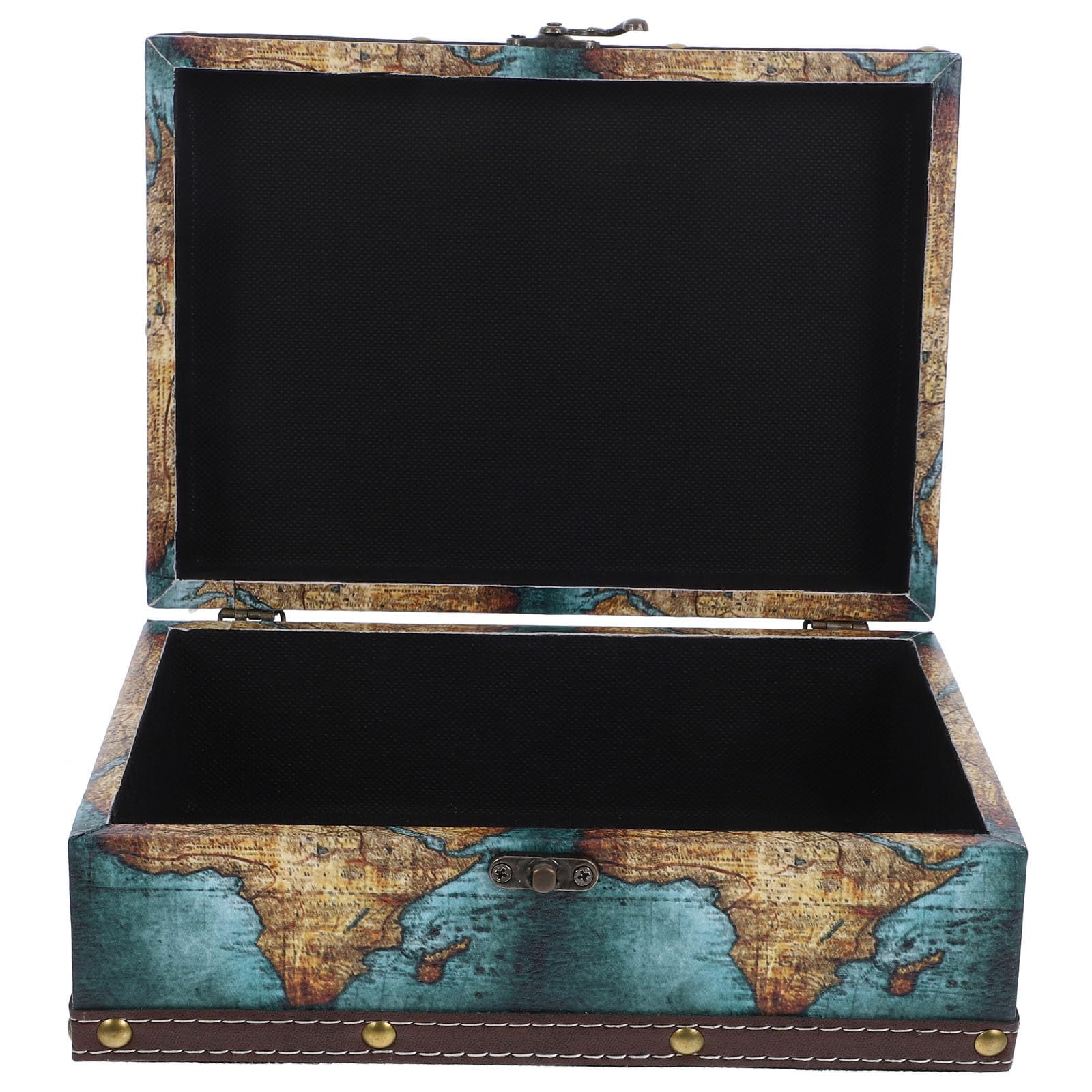 Boîte en bois bleu motif carte pour décorer un salon chaleureux