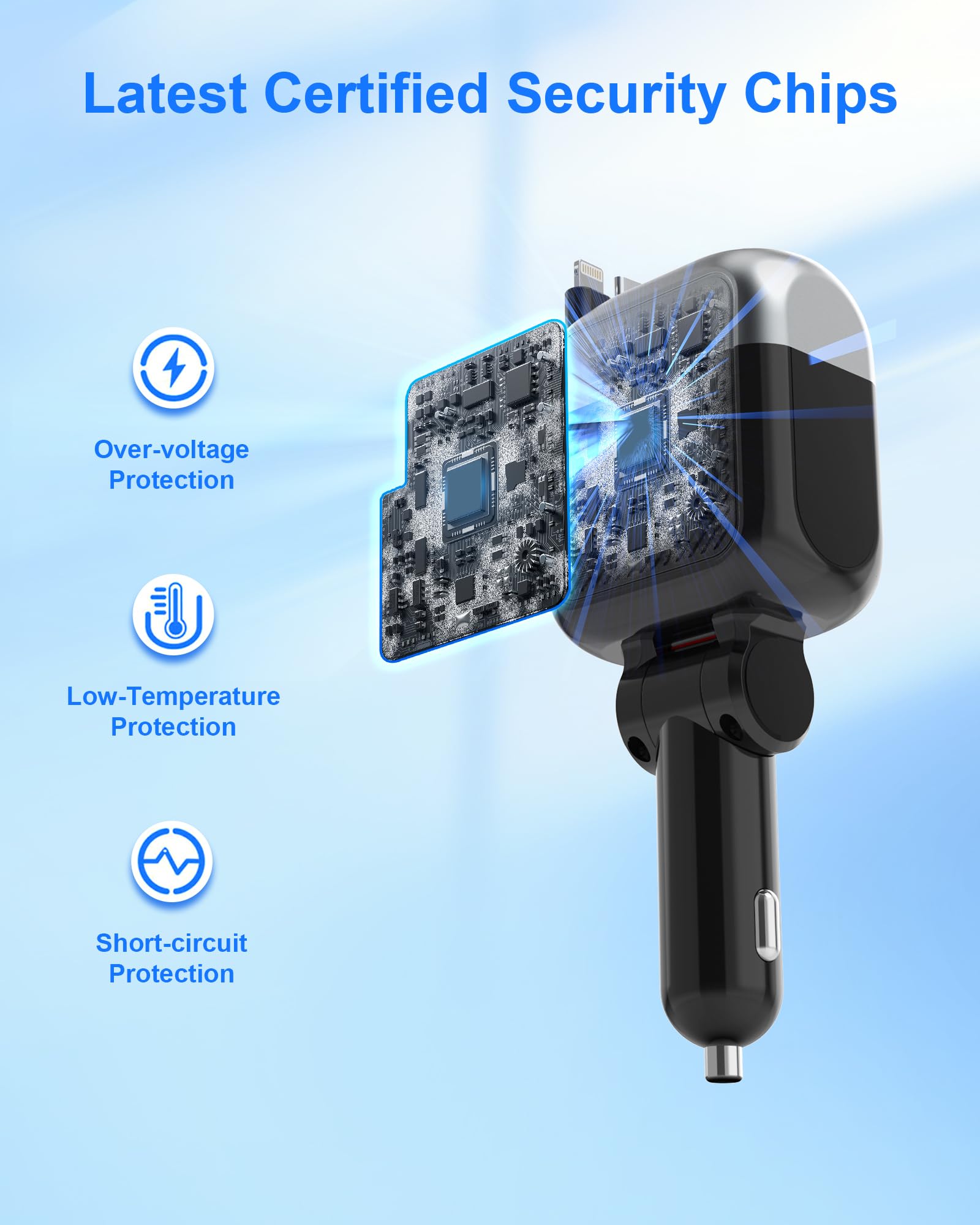 87W einziehbares Autoladegerät, Zigarettenanzünder USB-Ladegerät für iPhone 17 | Sumsung 4-in-1 KFZ-Ladegerät USB C Schnellladeadapter für iPhone 17 16 15 14 13 12, Sumsung Travel Essentials Autozubehör