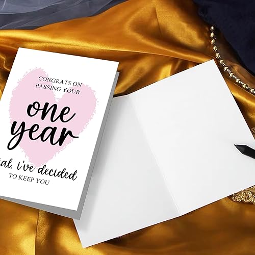 Miniatura 5 de Oamiolek Divertida tarjeta de primer aniversario, tarjeta de aniversario de un año para novio, novia, tarjeta de aniversario de primera boda para