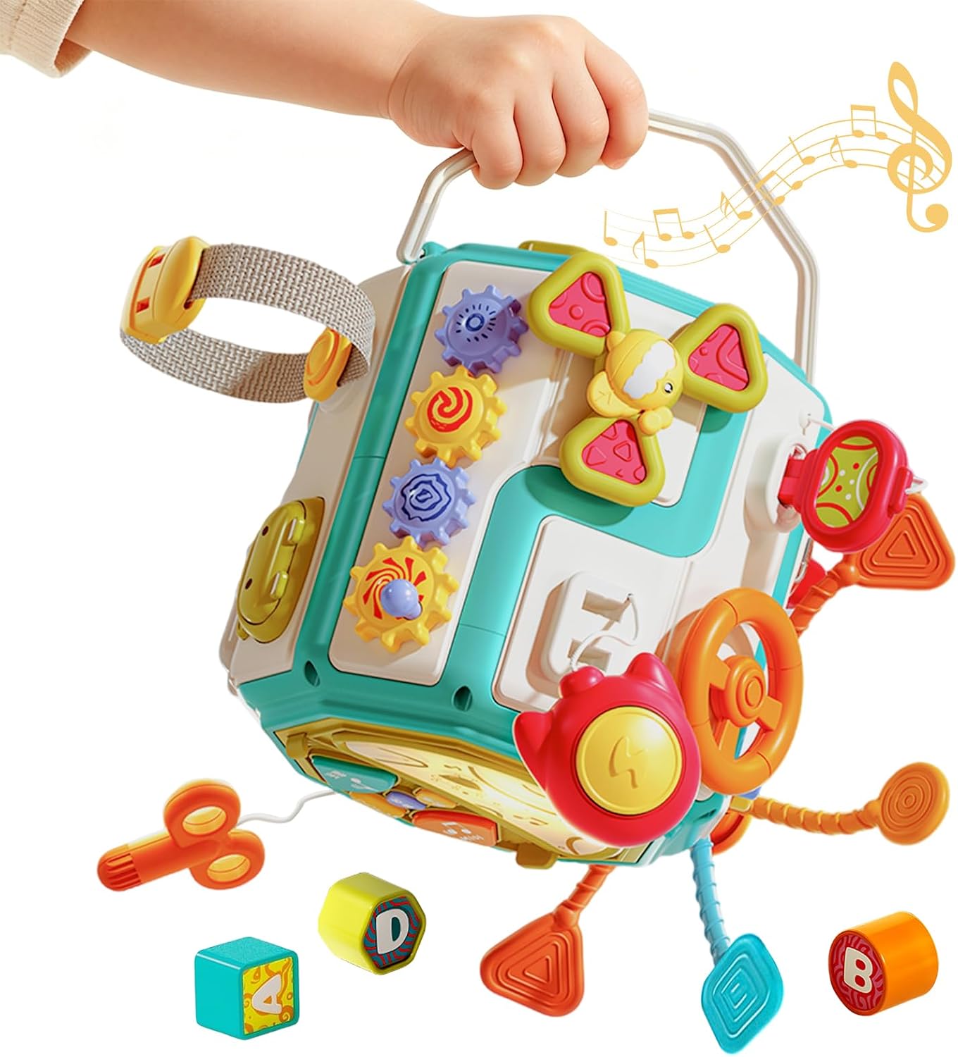 ZIYOSTAR 20-in-1 Busy Board Activity Cube, Educational Sensory Learning Toy for 1 2 3 Year Old Toddlers, Developmental Fine Motor Skills, Shape Sorter & Music Toys Gift for Boys Girls 1-3 Years Old