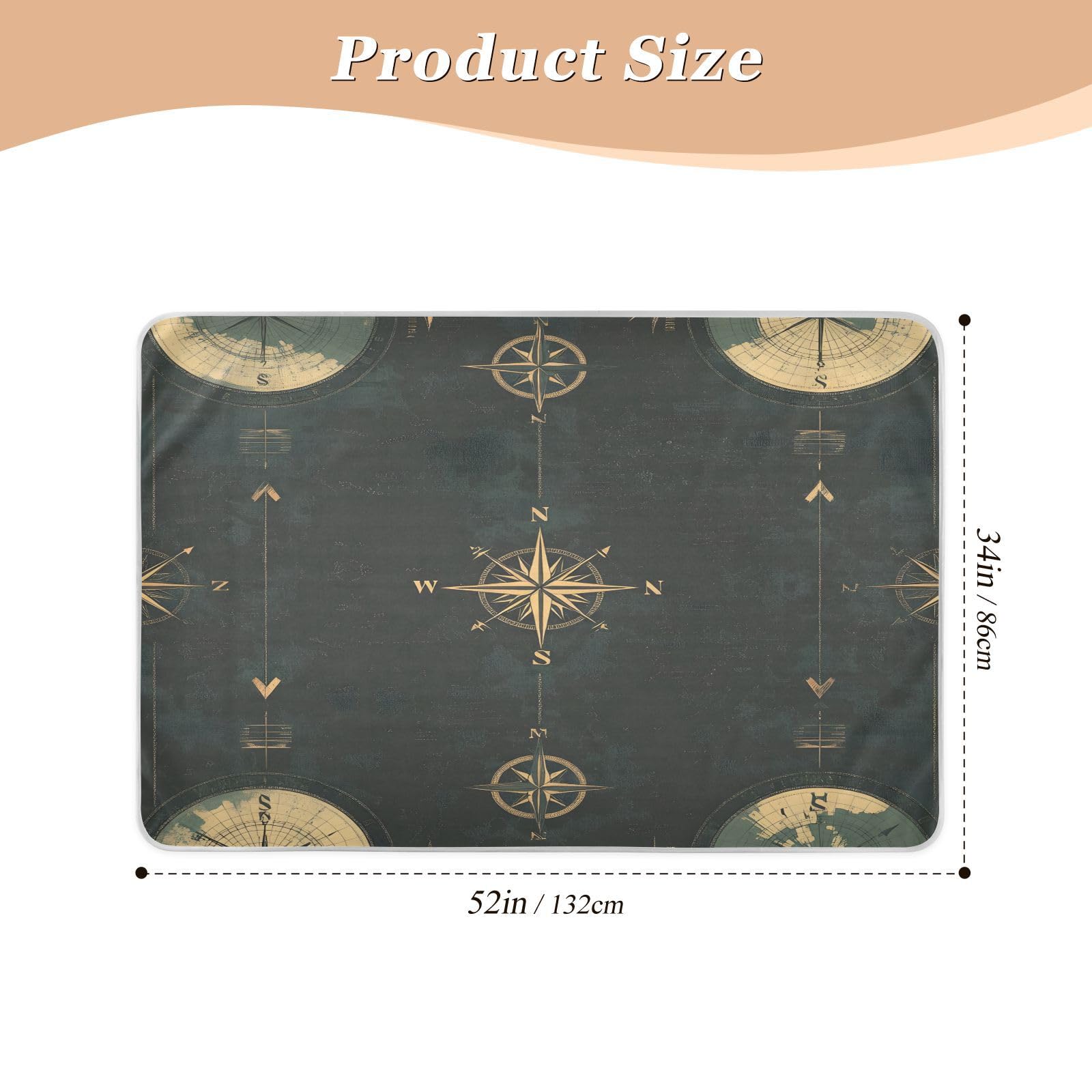 BOESI Doodle Compass Pattern Waterproof Pads for Bedwetting and Incontinence, Reusable Pads, Reusable Diaper Pads for Bed, Sofa, Travel