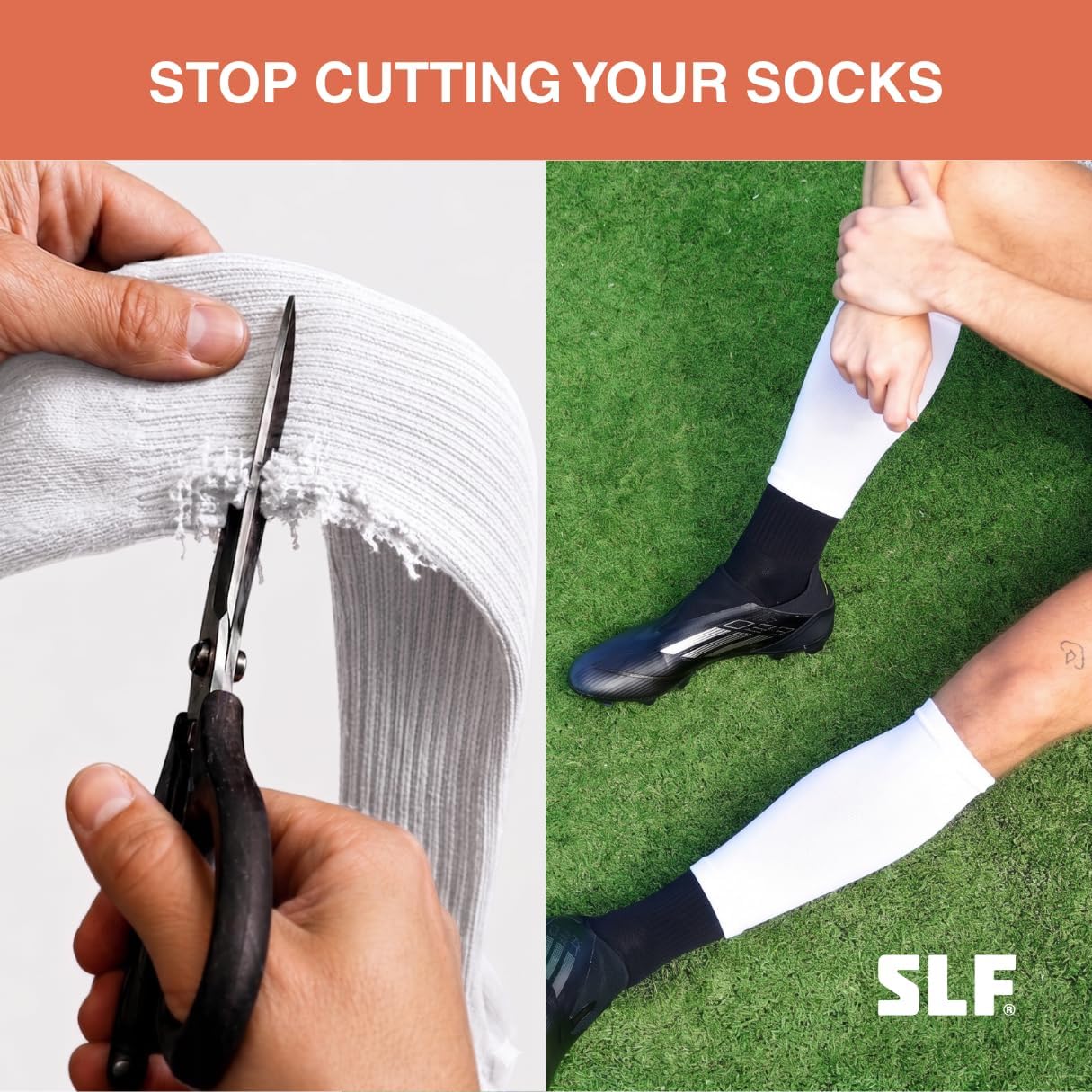 Pre Cut Soccer Socks for Men, Soccer Sock Sleeves for Grip Socks, No Cut Needed, Clean Leg Sleeves for Soccer and Football
