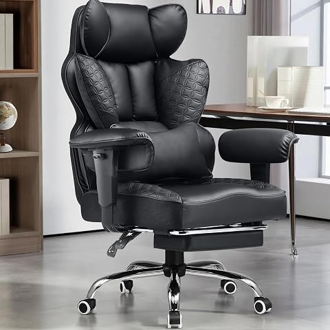 GTPLAYER Big and Tall Gaming Chair 400lbs Heavy Duty Office Chair with Foot Rest & Lumbar Support