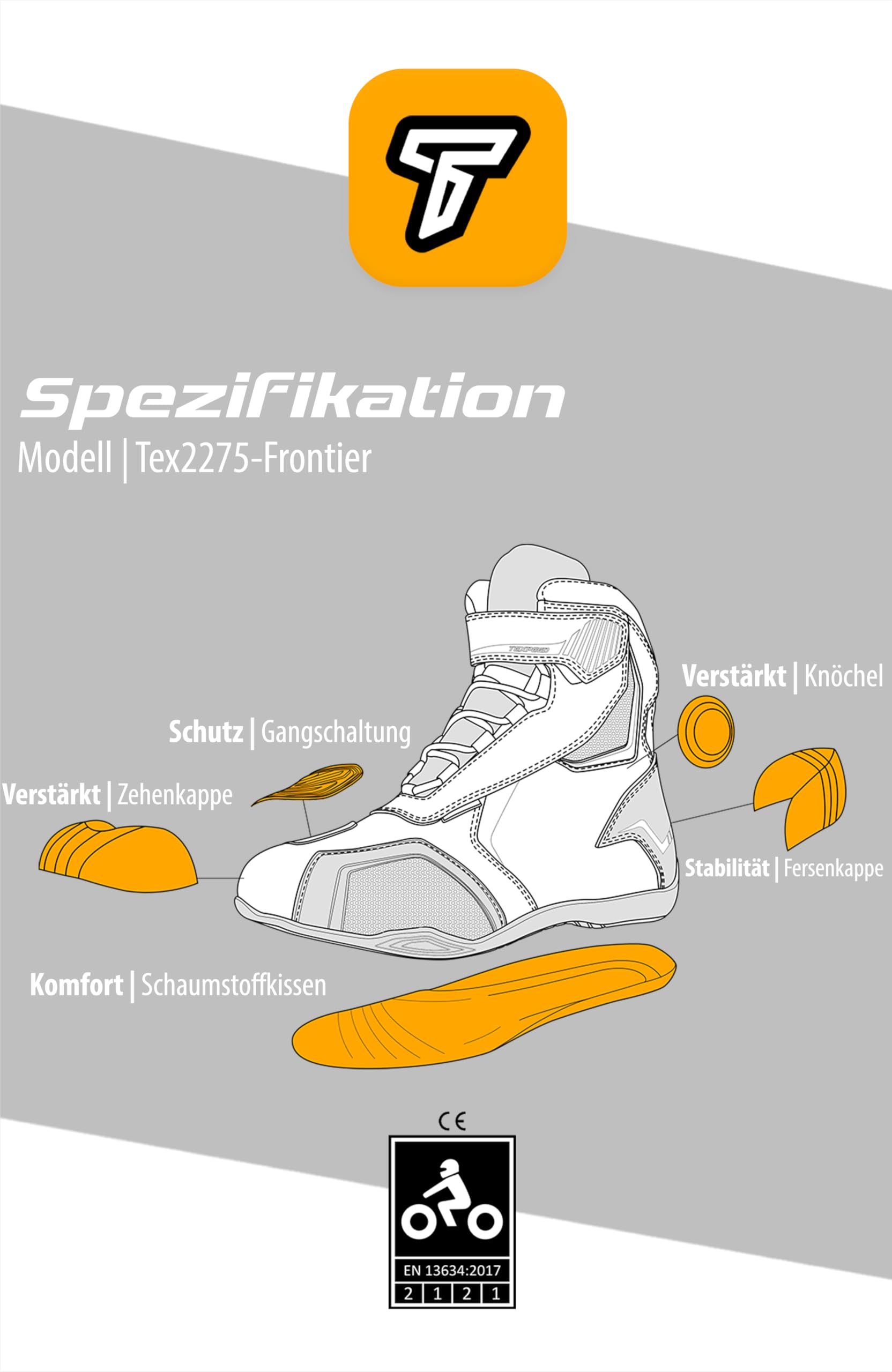 Motorradstiefel Herren Wasserdicht - Rennstil/Touren Geprüft Biker Leder Schuhe - Schwarz - Kurze Länge - Größe 45 EU