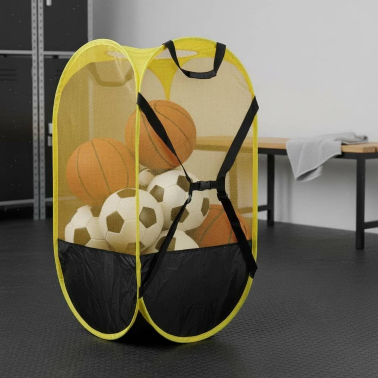 Zaino Portapalloni a Ampia Rete Capacità Borsa Portapalloni Pieghevole Multiuso Attrezzatura Sportiva per Squadre Sportive, Campo Sportivo, Palestra