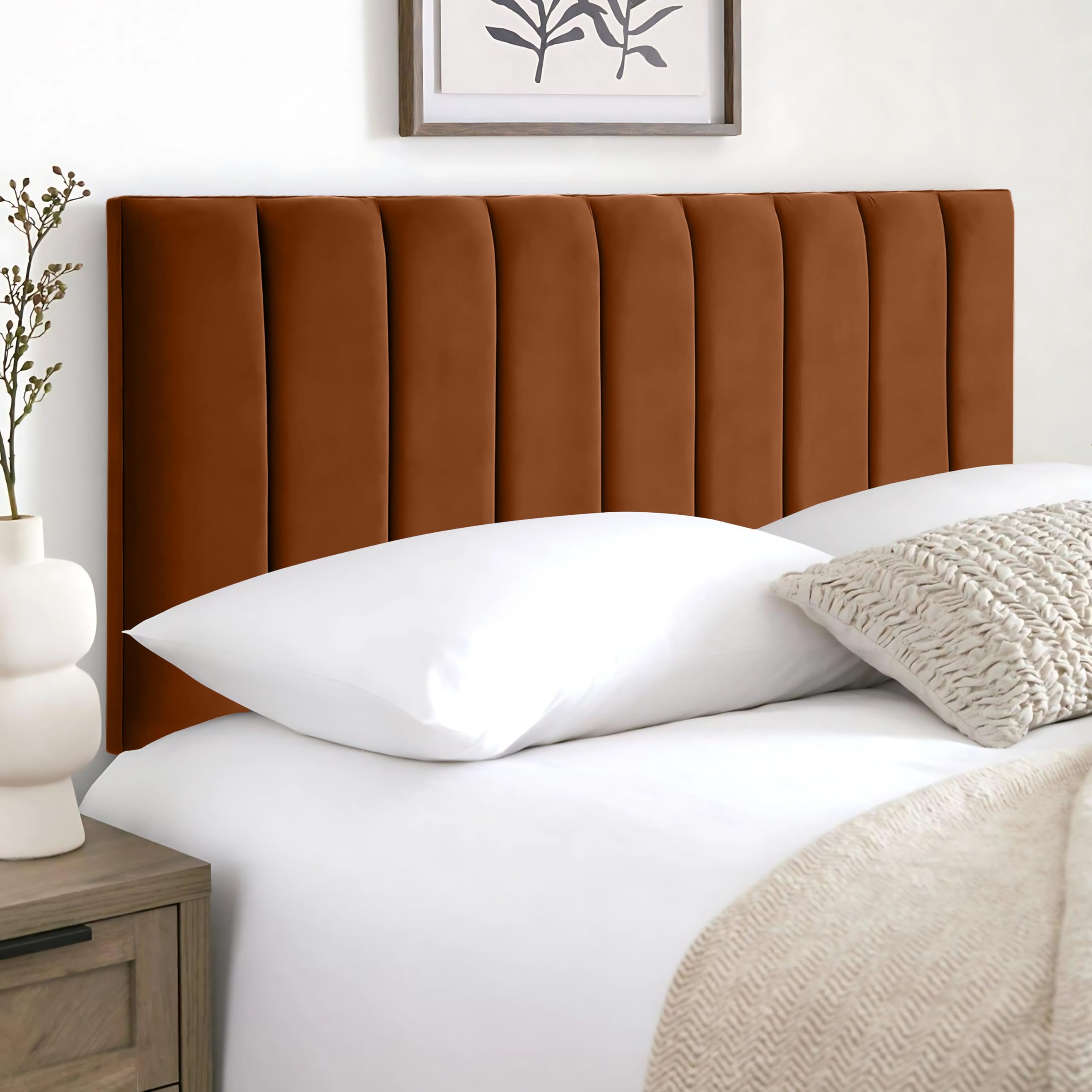 HB-1 Headboards for Beds – 9vp 24'' Divan Bed Headboard – Headboards for Divan Beds, Bedroom & Hotel Furniture, Elegant Soft Plush Fabric Head Board (Burnt Plush, 4FT Small Double) — image 1