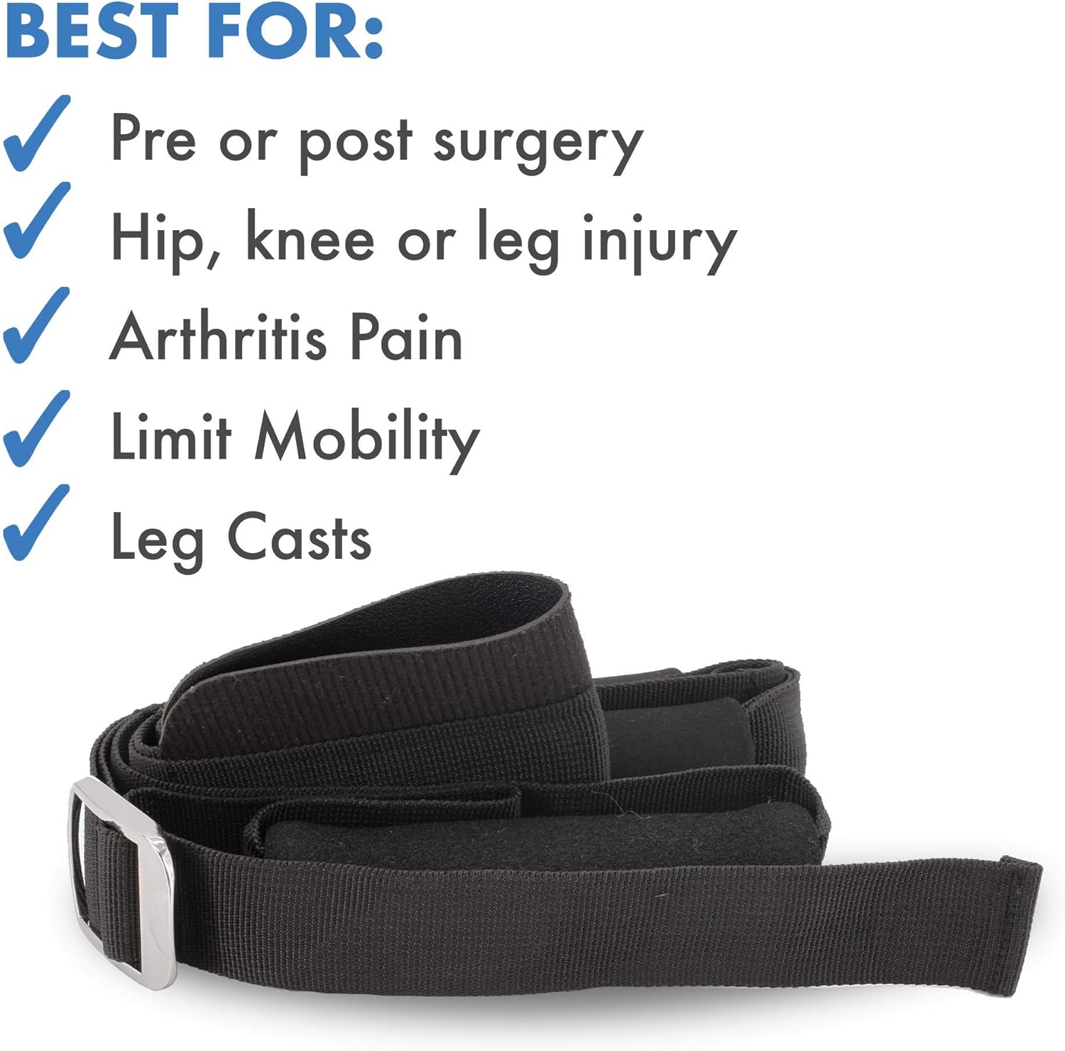 Pivit Deluxe Leg Lifter Strap | Adjustable Length Rigid Foot Loop & Padded Handgrip for Seniors | Disability Thigh Lift Aid for Help Getting Out of Car Bed Couch Wheelchair & Hip Replacement Surgery : Health & Household