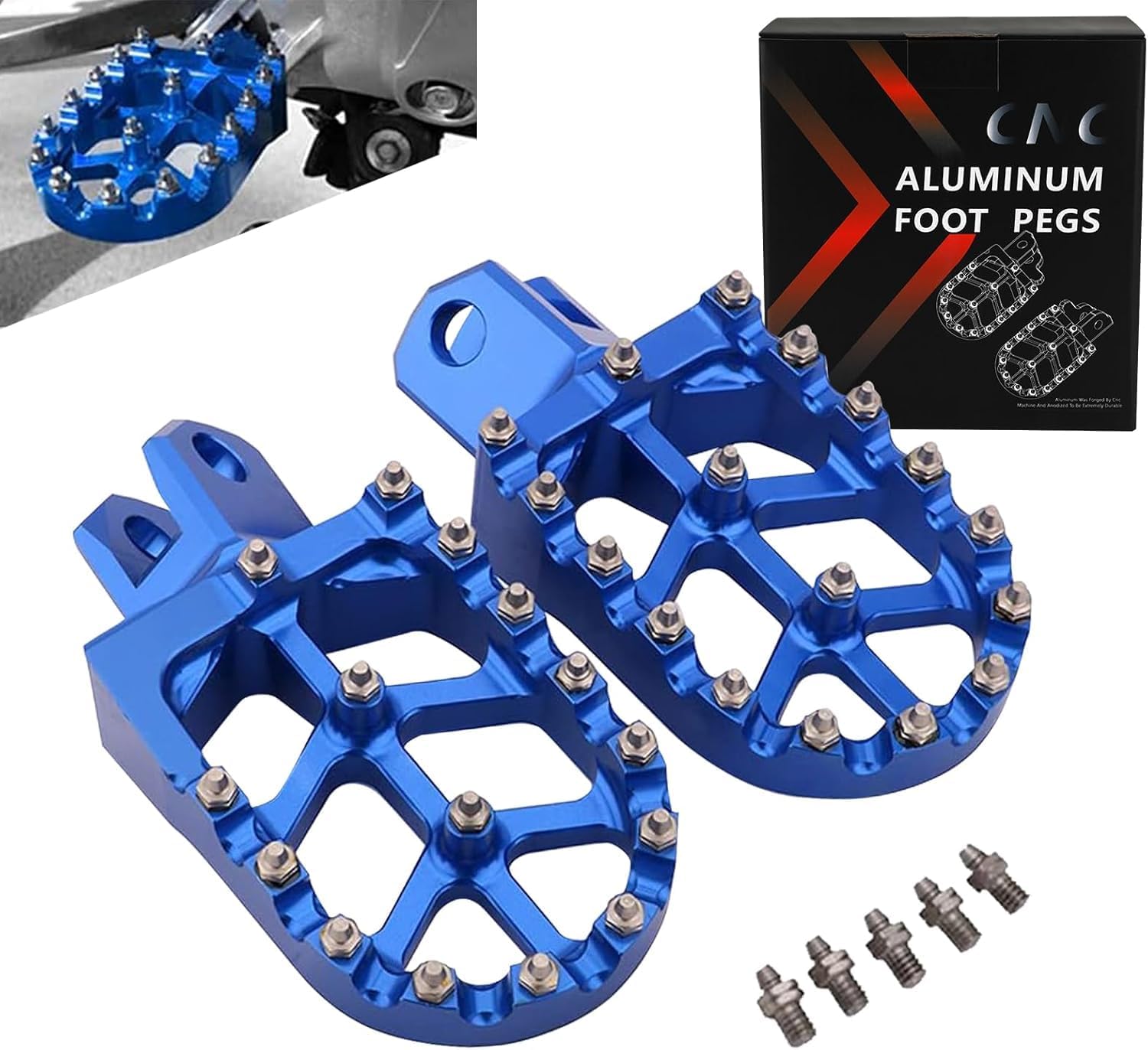 JFG RACING Dirt Bike Foot Pegs,DRZ400 Footpegs Rests Pedals CNC for DRZ400S 00-19 21-22/DRZ400SM 05-19 21-22/DRZ400E 00-07/DRZ400 00-04/RM125 RM250 RM250Z RMX250-Black