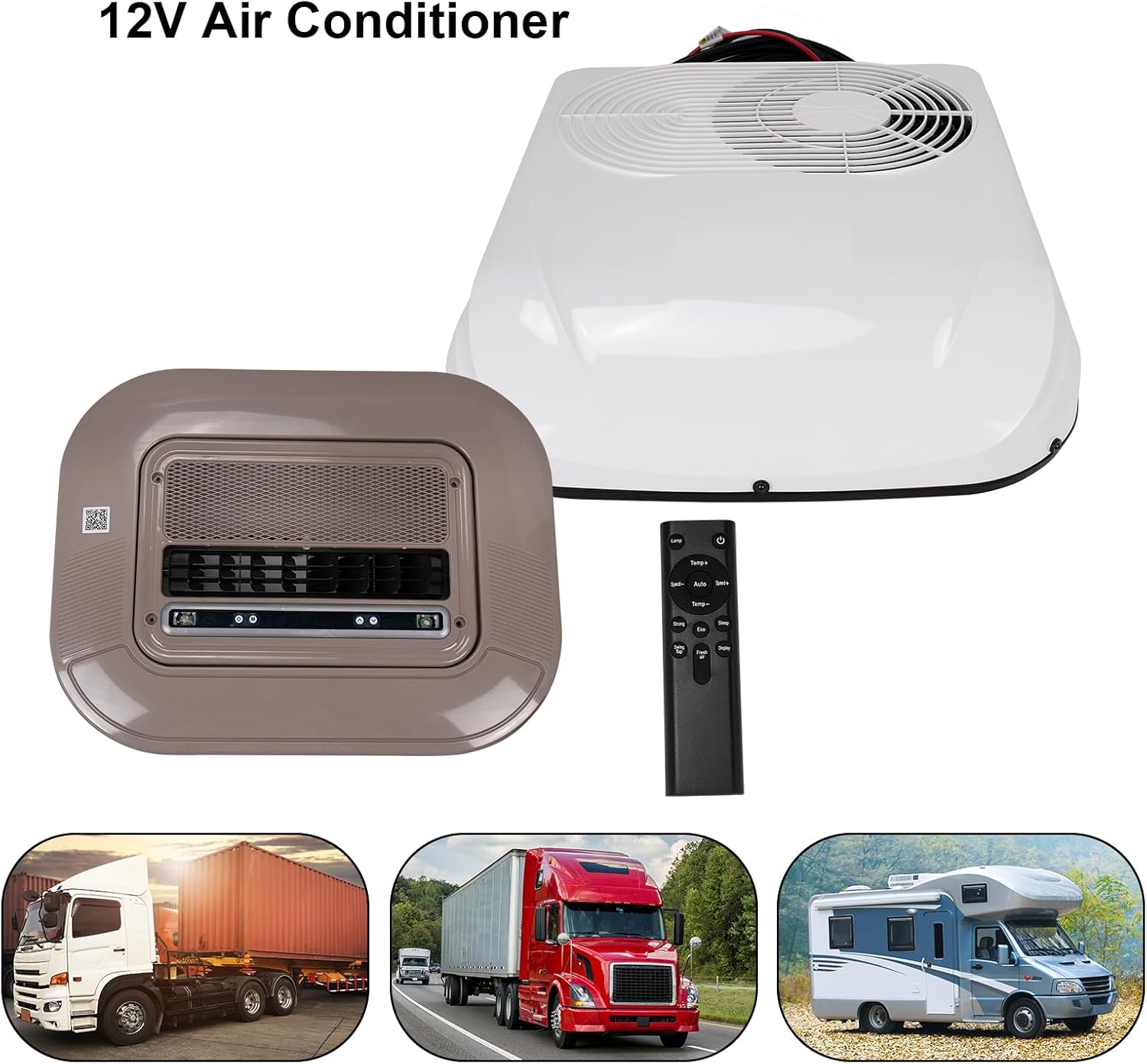 12V RV Rooftop Air Conditioner 9500 BTU DC Cooling Unit, Low Profile Quiet AC for Trailer, Truck, Camper Van, Bus, Motorhome