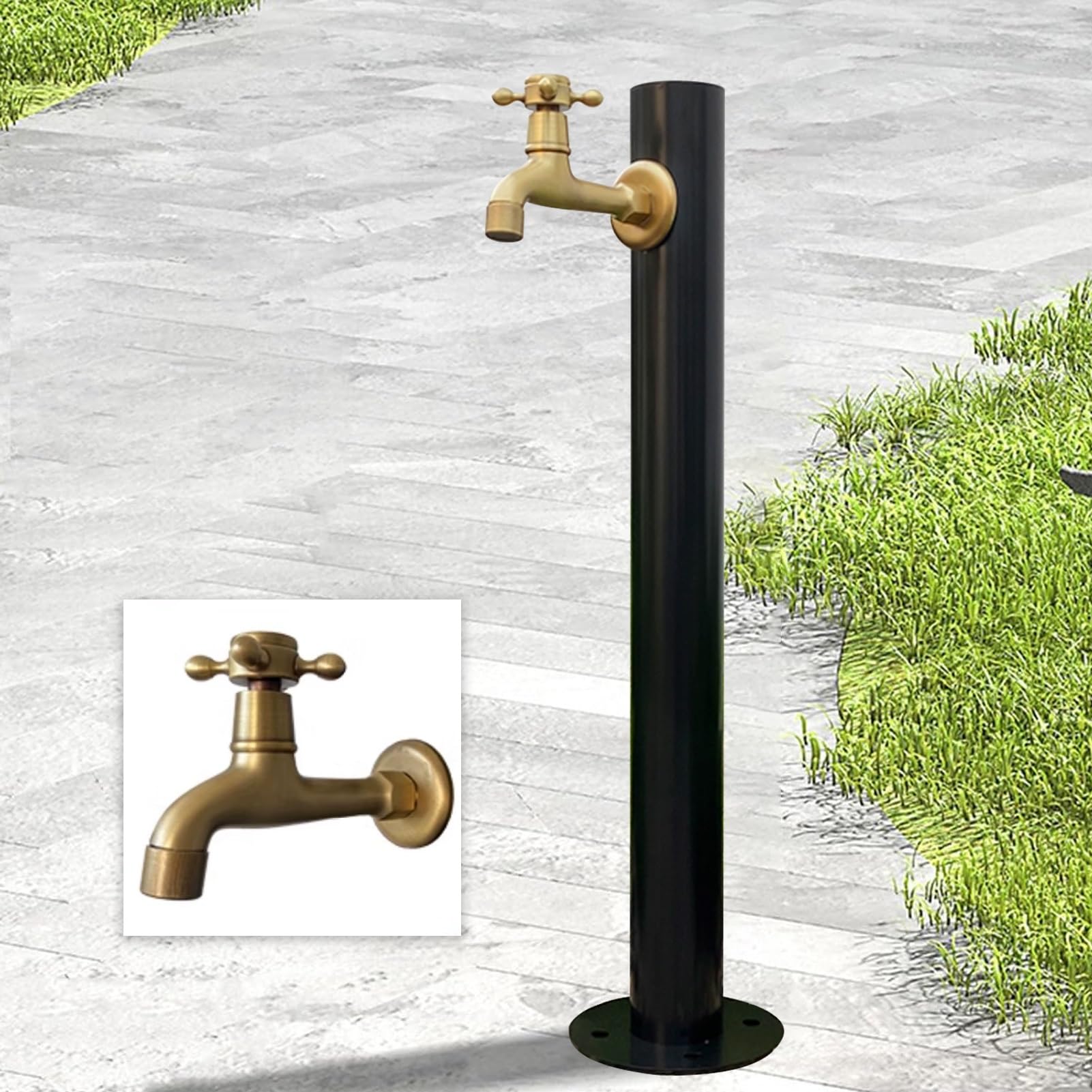 Rubinetto dell'acqua da giardino con supporto per tubo autoportante per irrigazione esterna e irrigazione