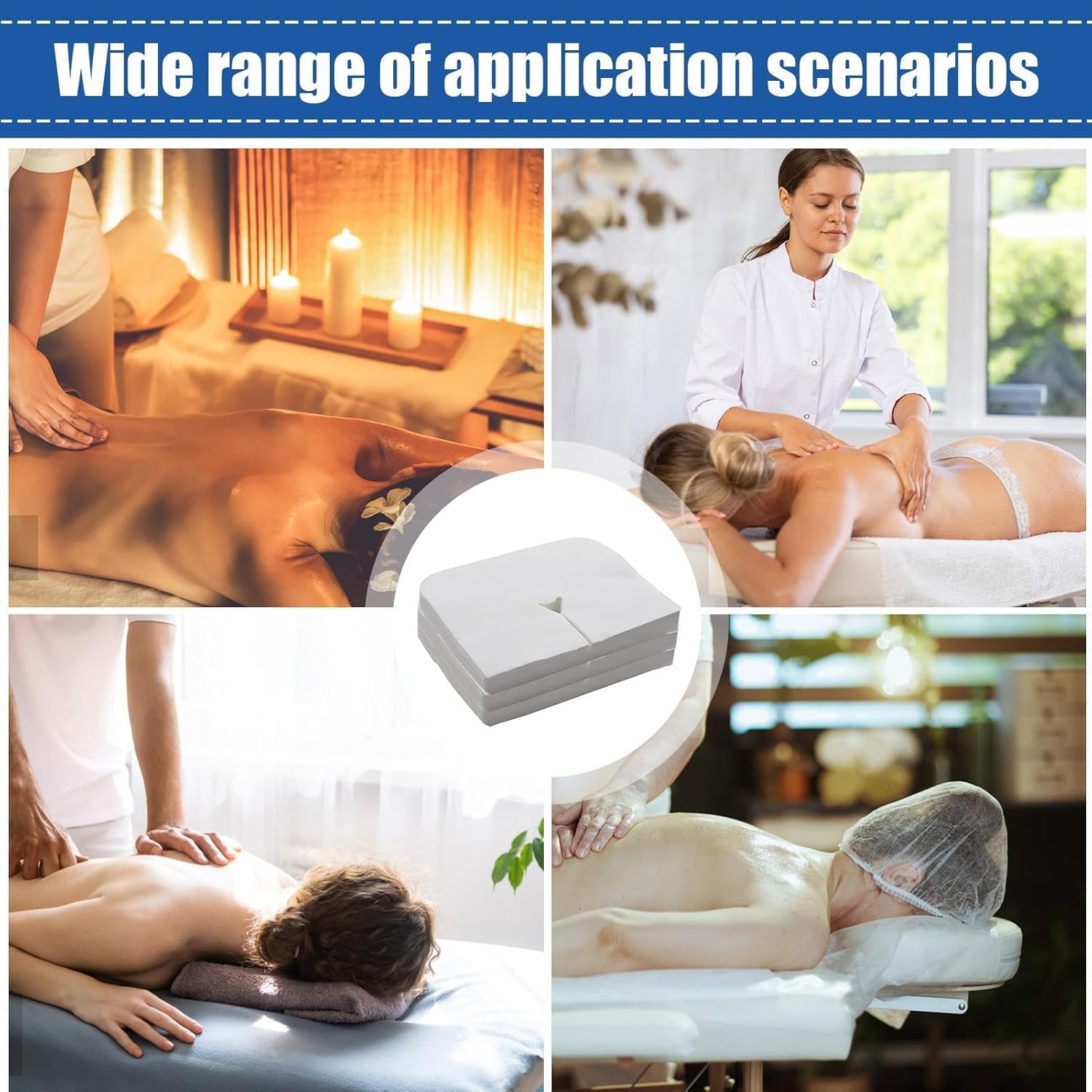 Maiitmor U字 ピローシート 使い捨て 500枚入 フェイスペーパー マッサージ用 枕カバー 綿 フェイスペーパー 整骨院