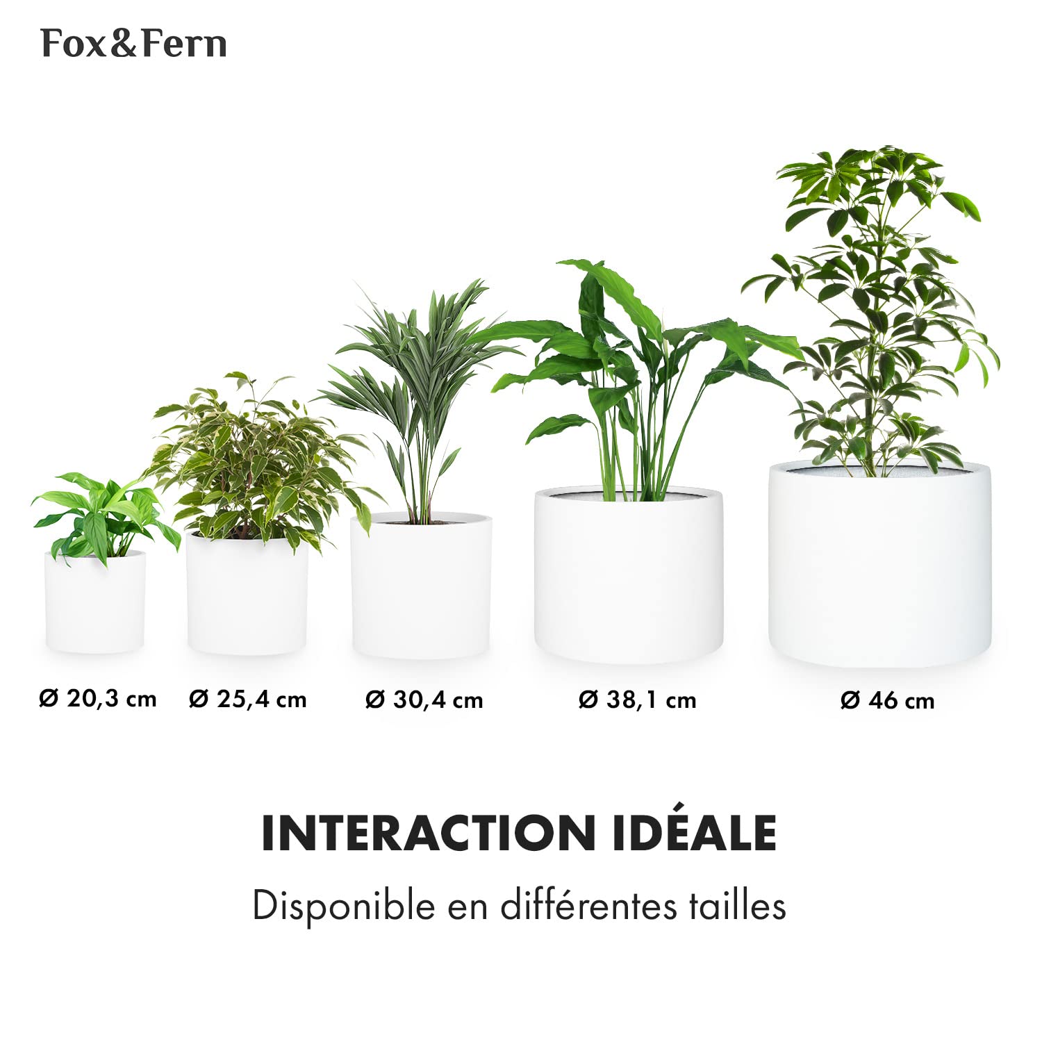 Pot de Fleur Interieur et Extérieur, Jardinieres Exterieur, Pot Plante Résistant UV et Gel avec Bouchon de Drainage, Fiberstone, Jardiniere, Pot de Fleur Exterieur Grande Taille, Pot Unique