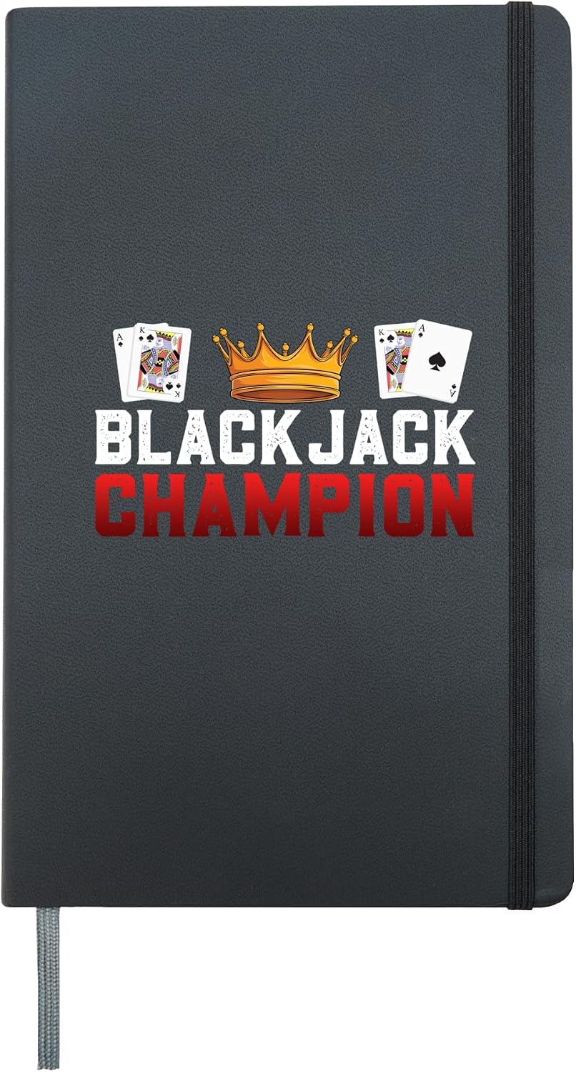 BLACKJACK CHAMPION card player Blackjack Game of chance Hardcover Journal, Black