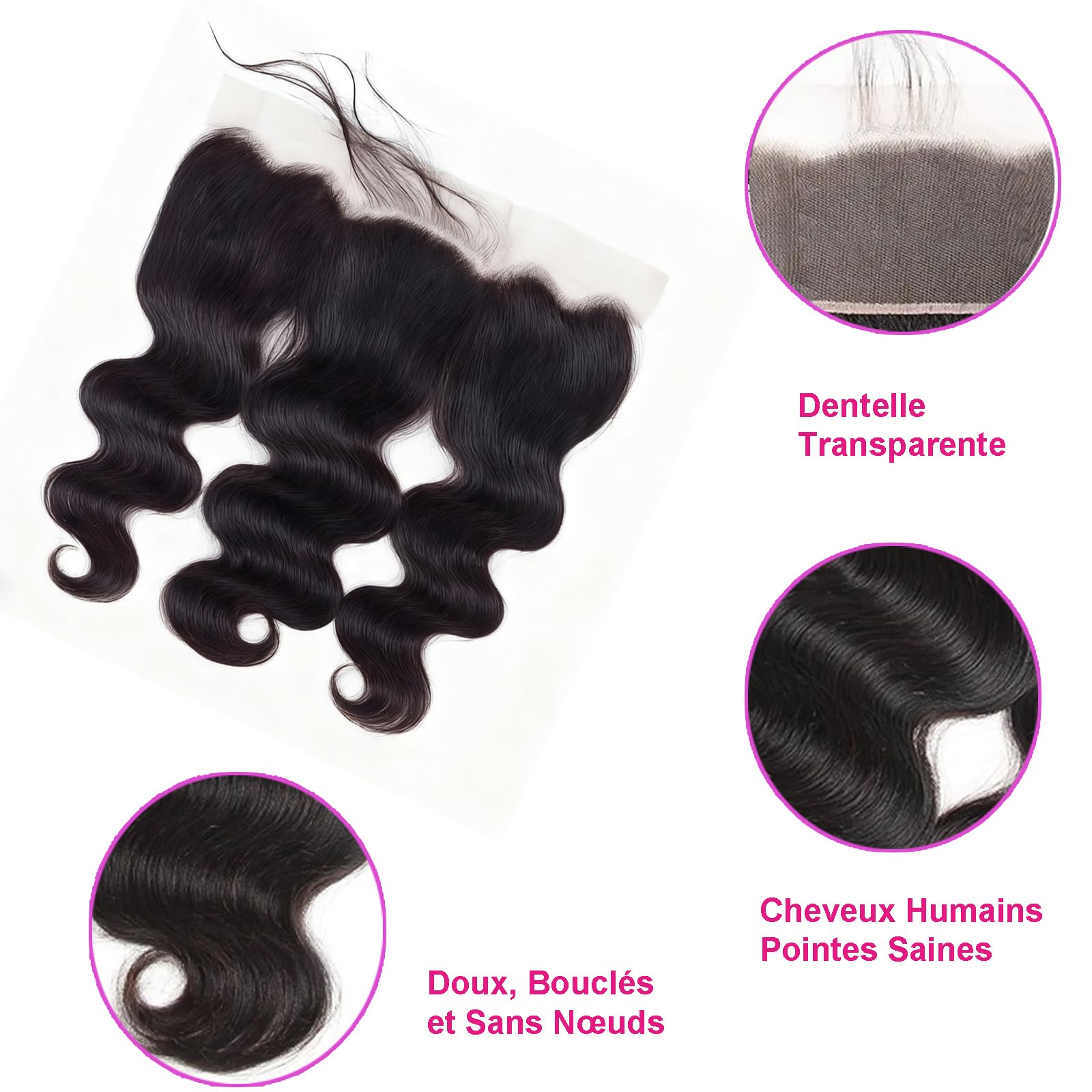 13X4 Tissage Naturel Cheveux Humain Closure Body Wave 12 Pouces