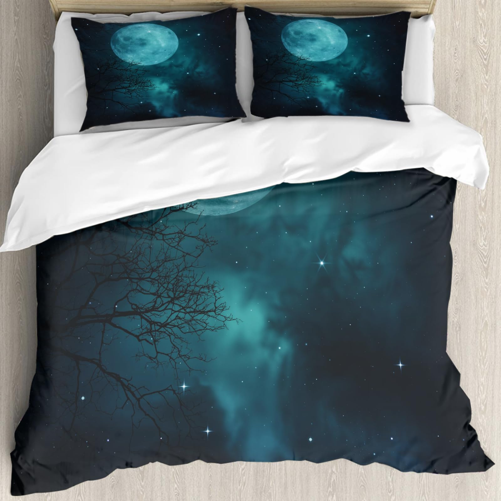 Housse de couette et d'oreiller pleine lune pour nuits douces