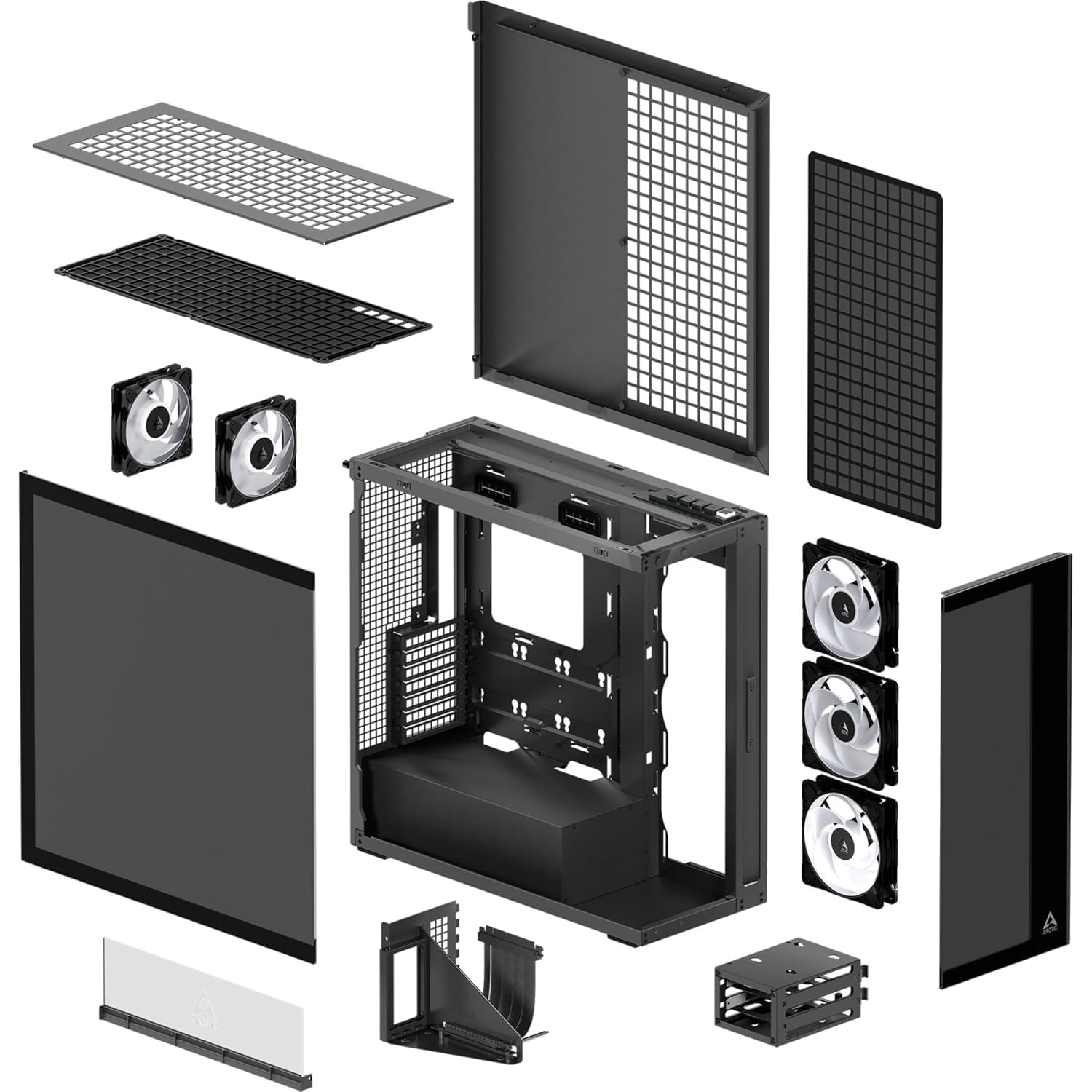 ARCTIC Xtender VG (Mirror Black) con Supporto Verticale per GPU - Case PC