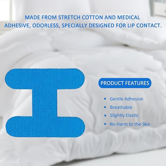 Mouth Tape for Sleeping, 60 Pcs H-Shape Sleep Mouth Tape, Snoring Aids for Men Women, Helps Stop Snoring and Develops Nasal Breathing Habits (Blue)