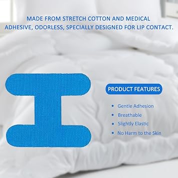 Mouth Tape for Sleeping, 60 Pcs H-Shape Sleep Mouth Tape, Snoring Aids for Men Women, Helps Stop Snoring and Develops Nasal Breathing Habits (Blue)