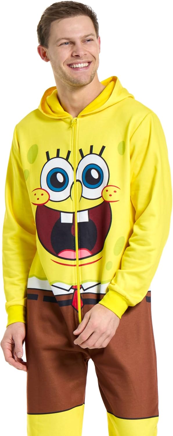 Opposuits Adult Spongebob Onesie - Nickelodeon One-piece Pajamas - Loose Fit - Including Pockets - Yellow - Image 3