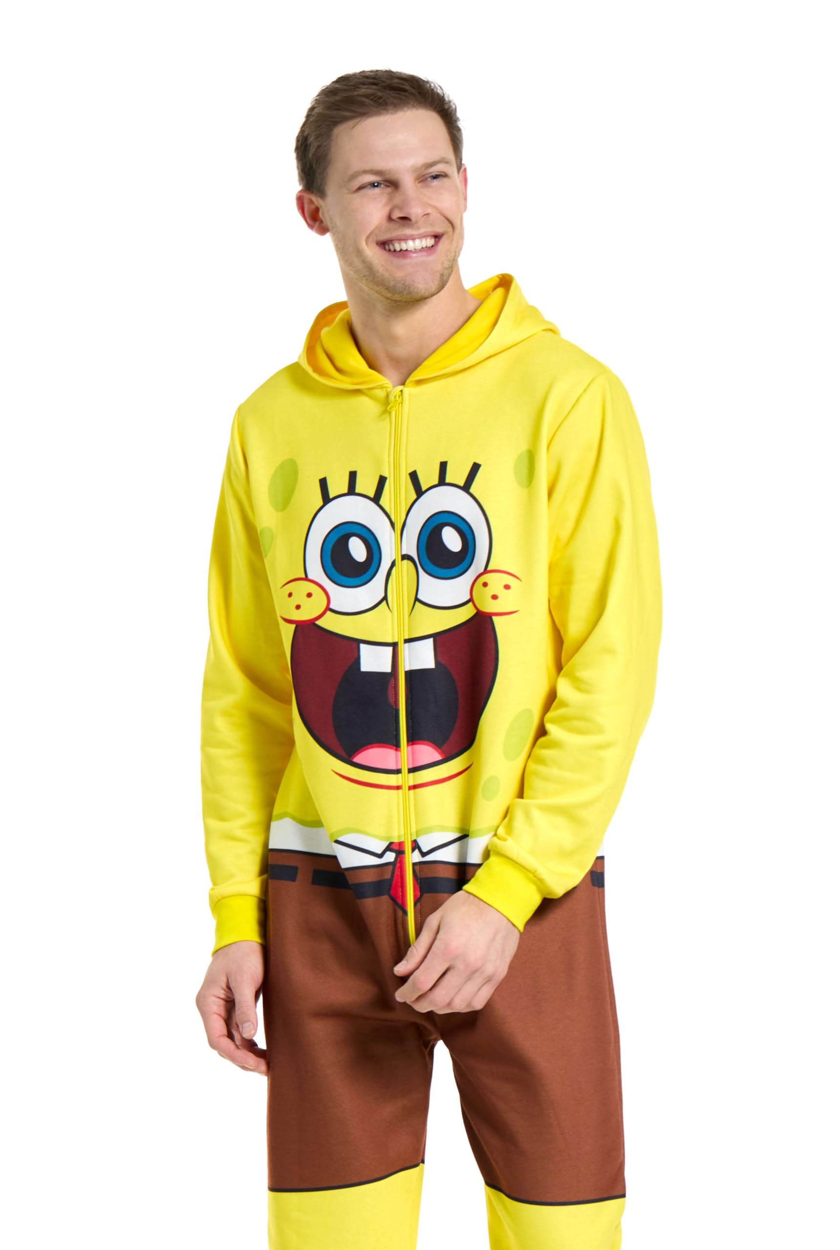 Opposuits Pigiama intero da adulto Spongebob Nickelodeon, vestibilità ampia, tasche incluse, giallo