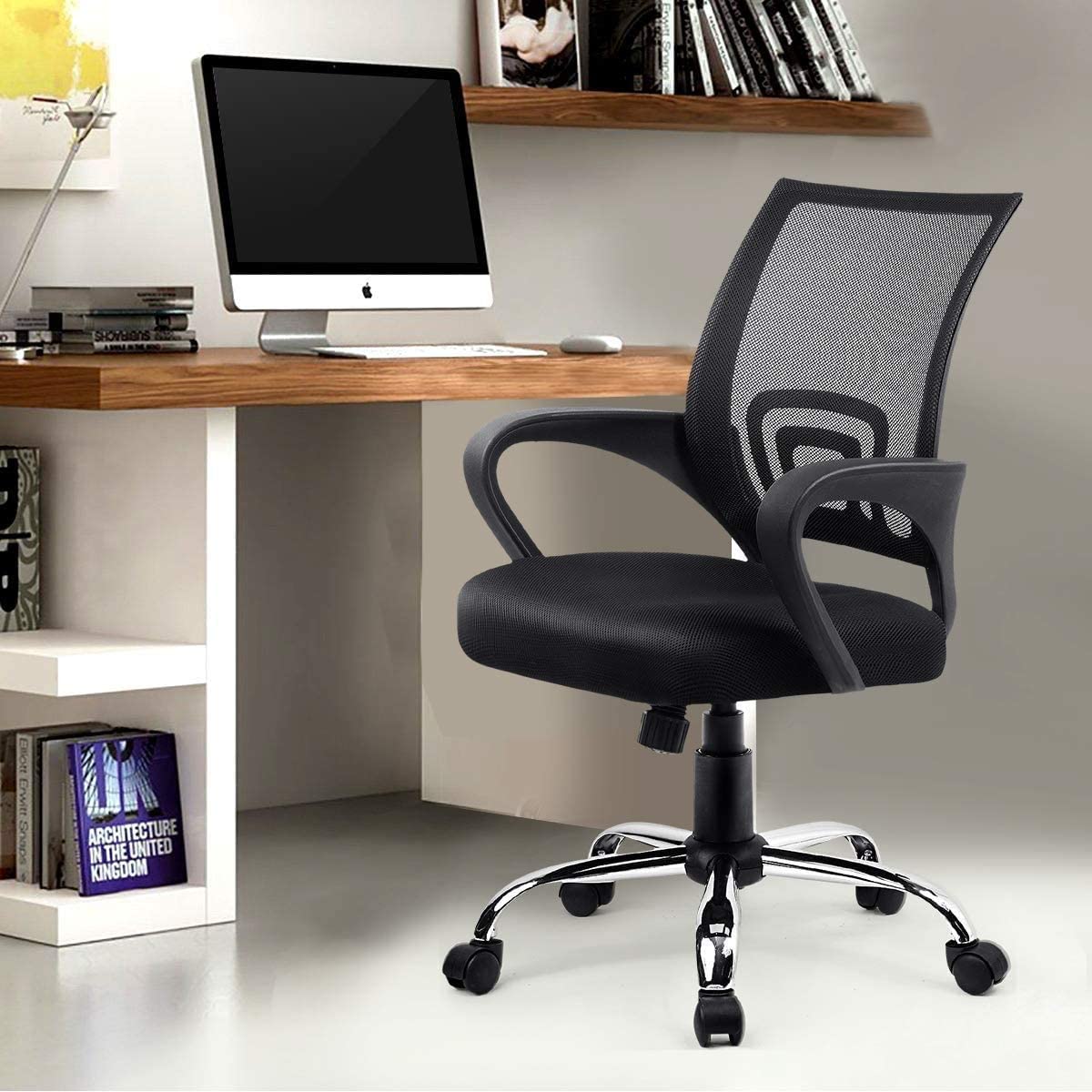 Mediawave Store - Sedia da Ufficio MOD. Nerea DIM249 Poltrona Direzionale con Schienale Traspirante, Girevole, 5 Ruote, Altezza Regolabile, Adatta per L'Ufficio, Studio dal Design Elegante (Nero)