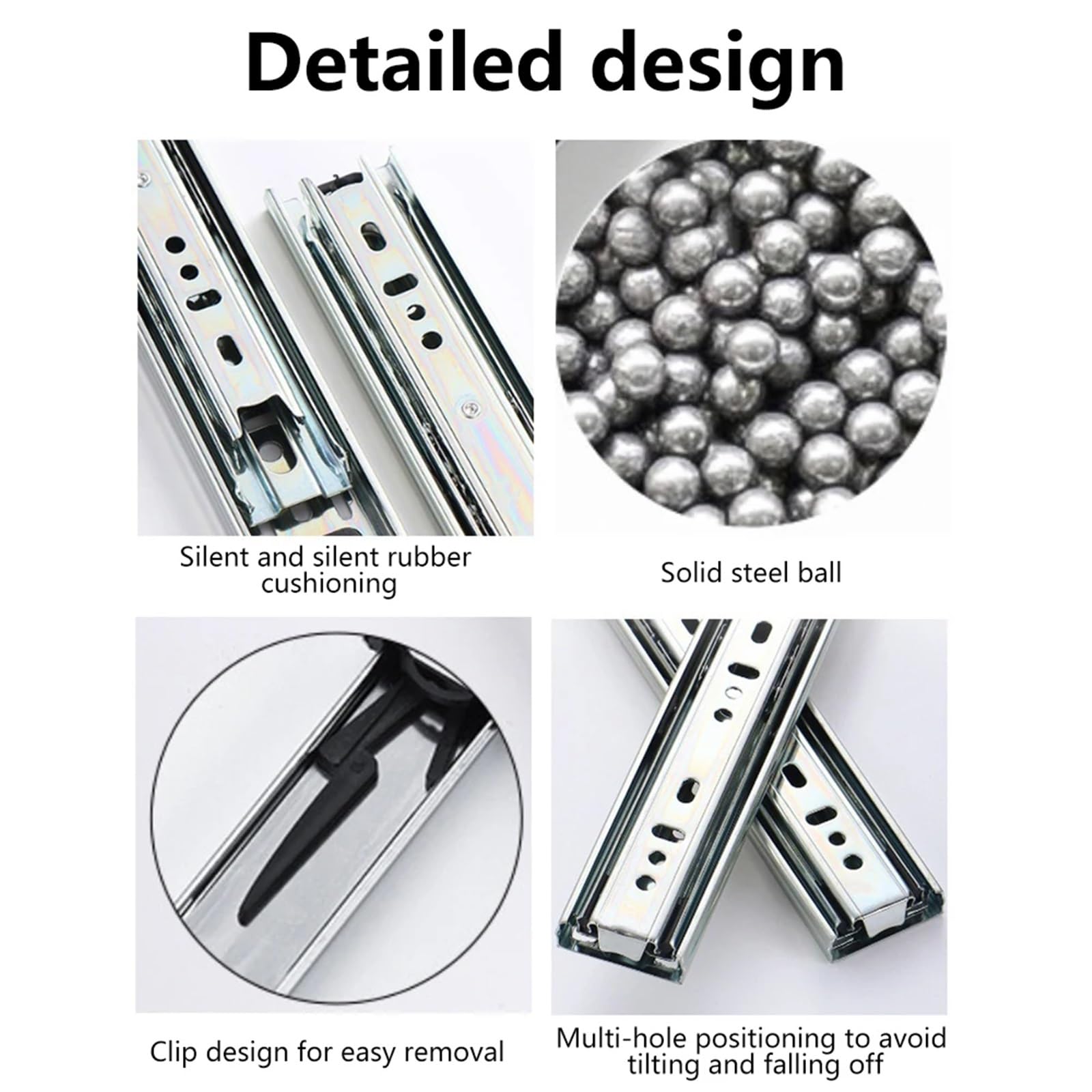 Guide Per Cassetti 12-16 Inches Stainless Steel Drawer Slides Soft Close Track Rail Sliding Three-Section Cabinet Furniture Hardware Per Cucina(16 inches)