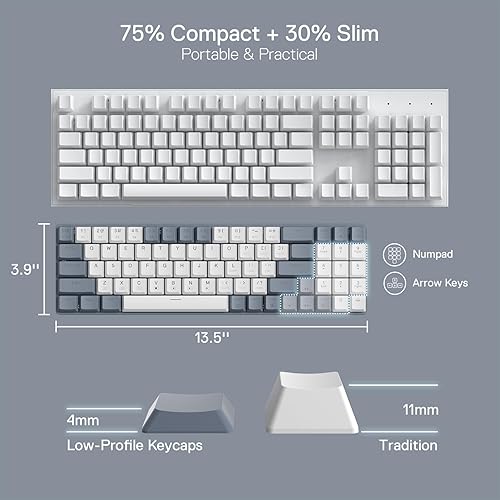 Miniatura 5 de Redragon BS135 - Combo de teclado y mouse inalámbricos, 75% 78 teclas, 2.4 GHz, teclado mecánico inalámbrico de bajo perfil con batería recargable,