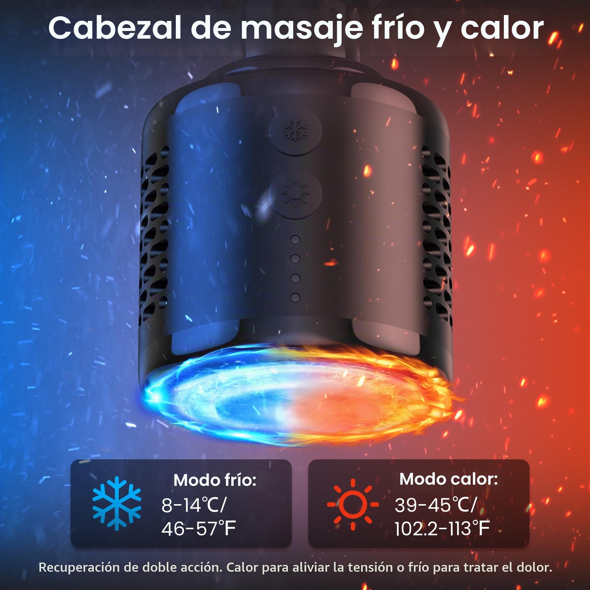 Pistola de Masaje Muscular Calor y frío,NAPRE Mini Pistola Masaje Massage Gun con Mango Desmontable,5 Cabezales y Silencioso,Pistola Masajeadora Muscular Cervical y Espalda–Regalo Para Hombre,Mujer