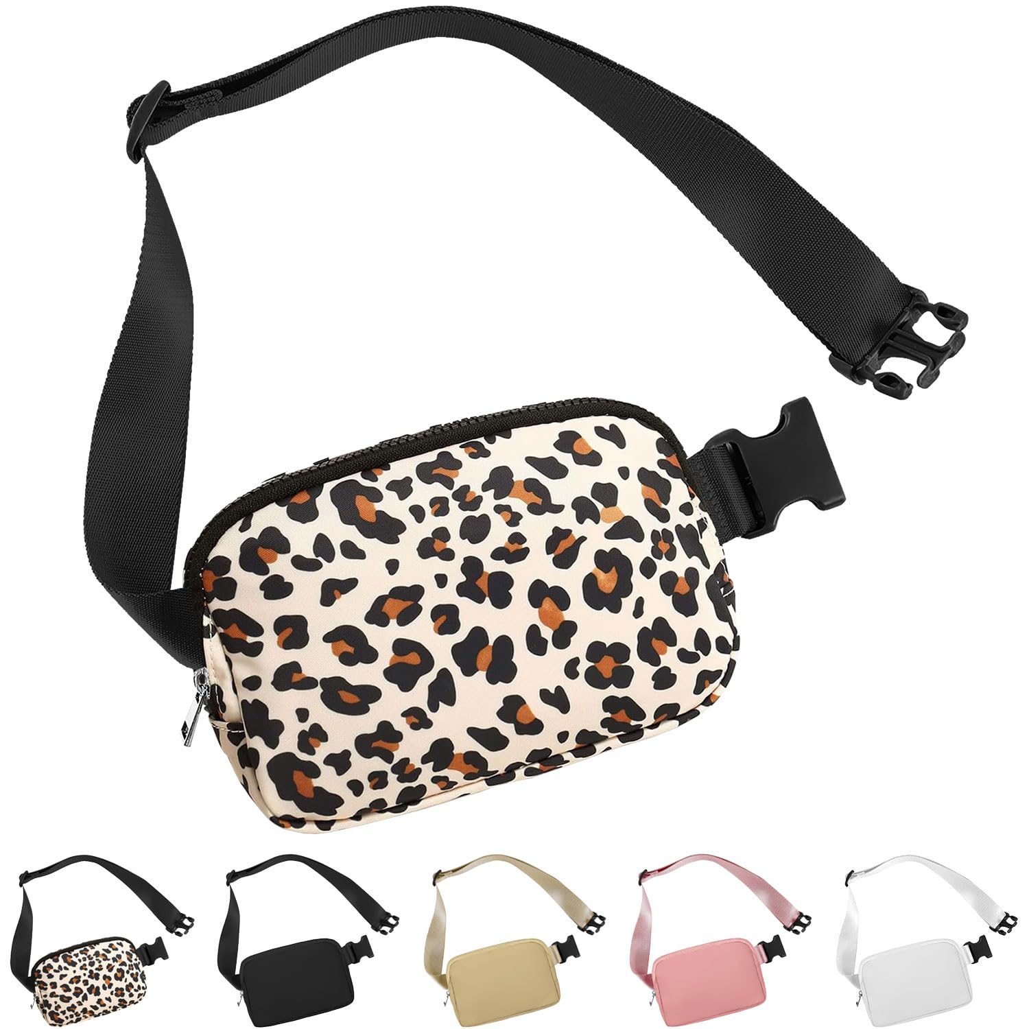 Favuit Fashion Bumbag Waist Fanny Pack for Ladies, Lightweight Bum Bag with Adjustable Strap, Crossbody Waist Bag Running Belt for Travel, Walking, Jogging, Hiking, Women & Girls (Leopard Print)