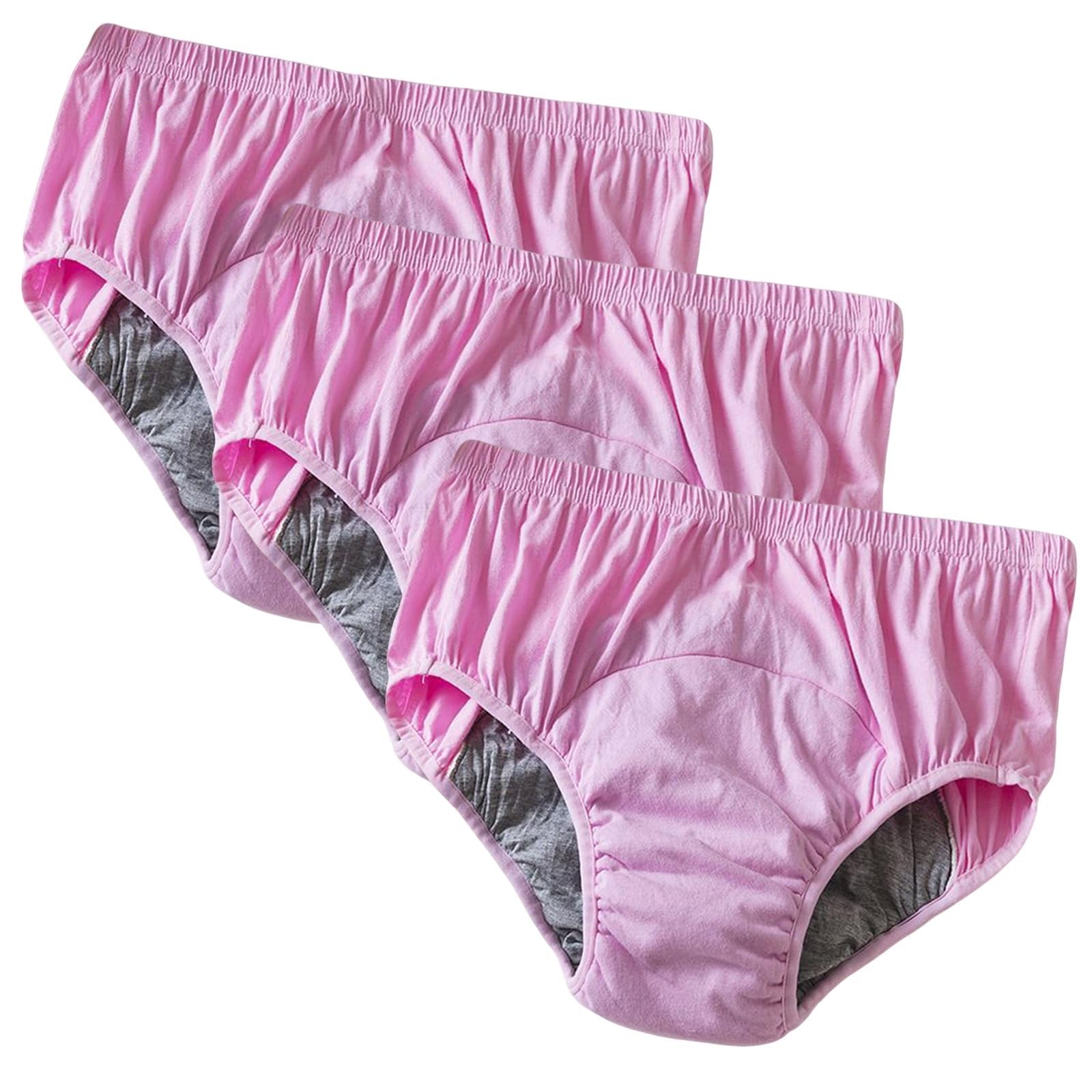 Confezione Da 3 Pannolini Per Adulti In Puro Cotone Mutandine Incontinenza | Slip Da Uomo Prova Di Perdite Slip Comodi Assorbenti Intimo Anti-perdita Di Urina Anti-perdite Laterali(Pink,L)