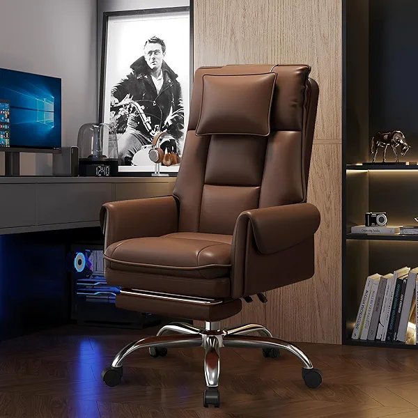 HDHNBA Office Chair with Retractable Footrest, Heavy-Duty Ergonomic Chair, Adjustable Height High Back Computer Gaming Chairs