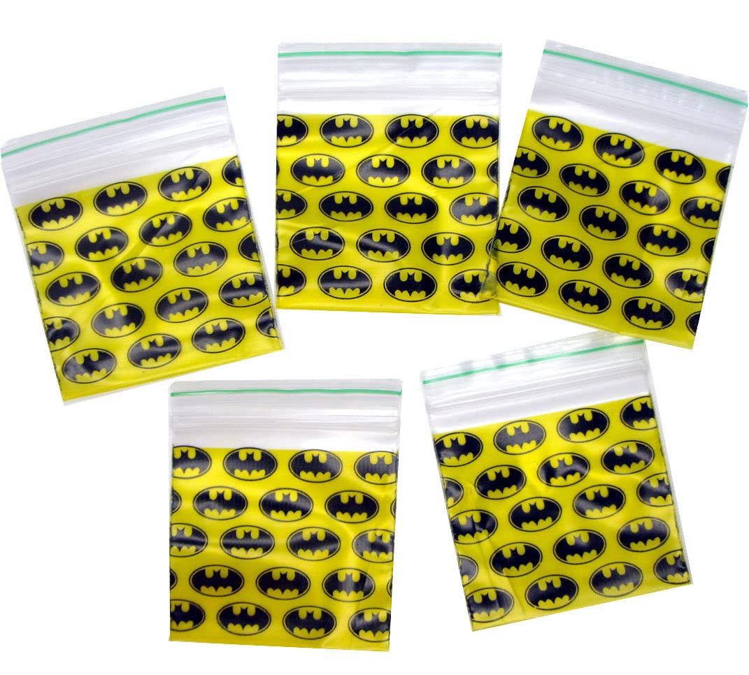 Grip Seal Bags Resealable Plastic Bags Poly Plastic Storage Bags Zip Lock Bags Baggies (50x50 mm Bat Desing(1000 Pcs)) (1000)