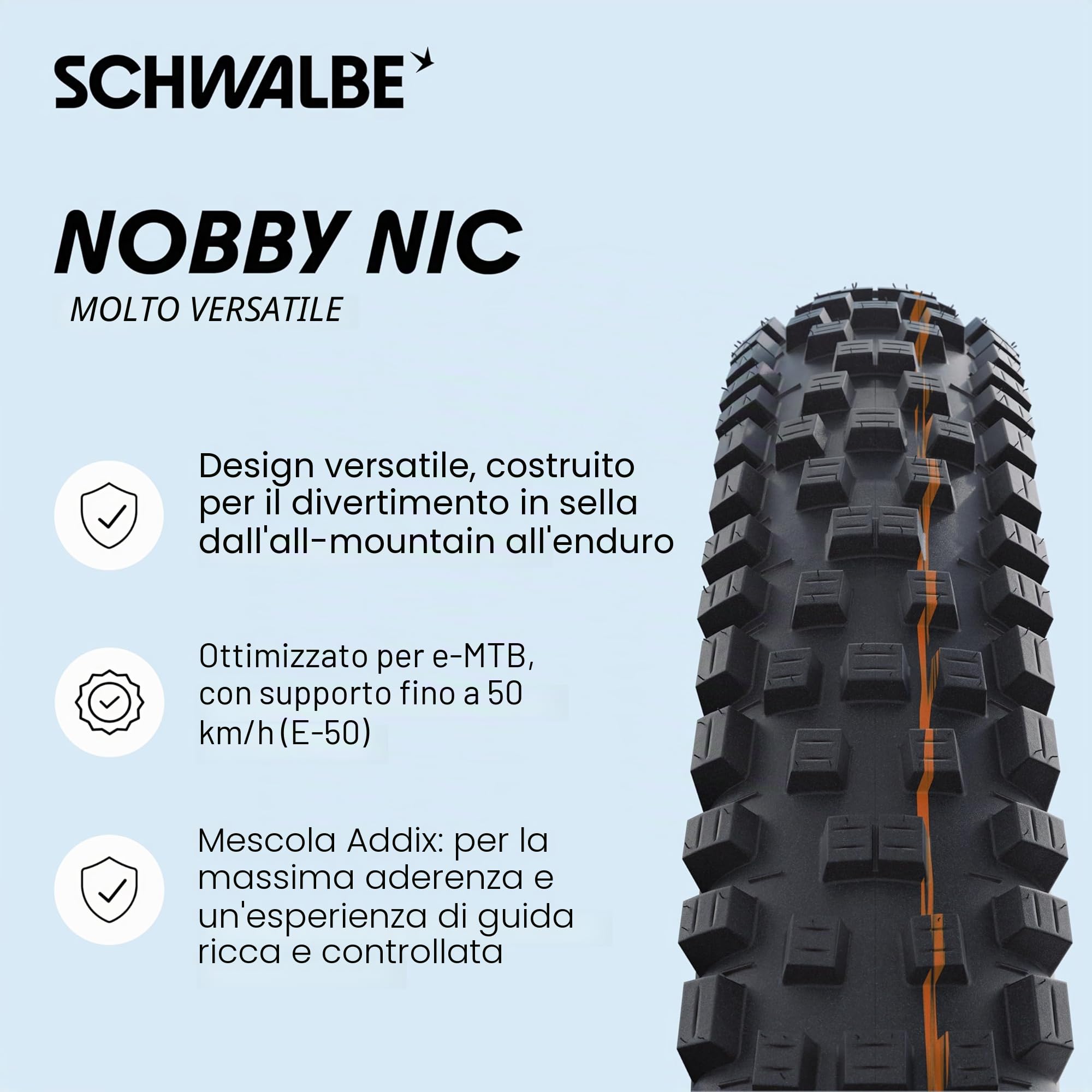 Schwalbe Nobby Nic, Pneumatico da Bici Unisex Adulto, Nero, Unica
