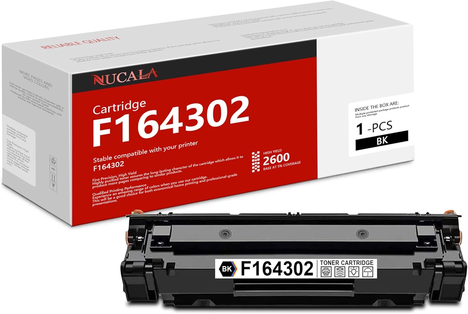 MELKESDE 1-Pack F164302 Toner Cartridge Black, Compatible with Canon F164302, 2600 Pages, Black Ink, A4 Size, Inkjet Printer
