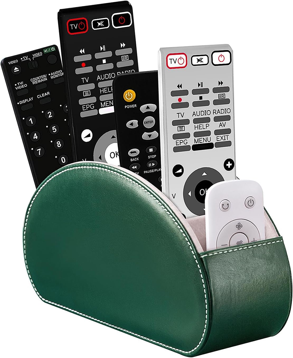 Remote Control Holders Organizer Box with 5 Compartment PU Leather Caddy