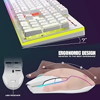 RedThunder K10 Vezeték Nélküli Gamer Billentyűzet és Egér Szett - Háttérvilágítás, AZERTY, Újratölthető, 3200DPI, PC/PS5/Xbox Kompatibilis,  5