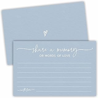 50 Pcs Share A Memory Of Love Cards - 4"x 6" Double Sided Fill- Memory Cards For Wedding, Graduation, Anniversary, Birthday, Retirement Party - Celebration Of Life Keepsake Cards(Minimalism Blue)- A03