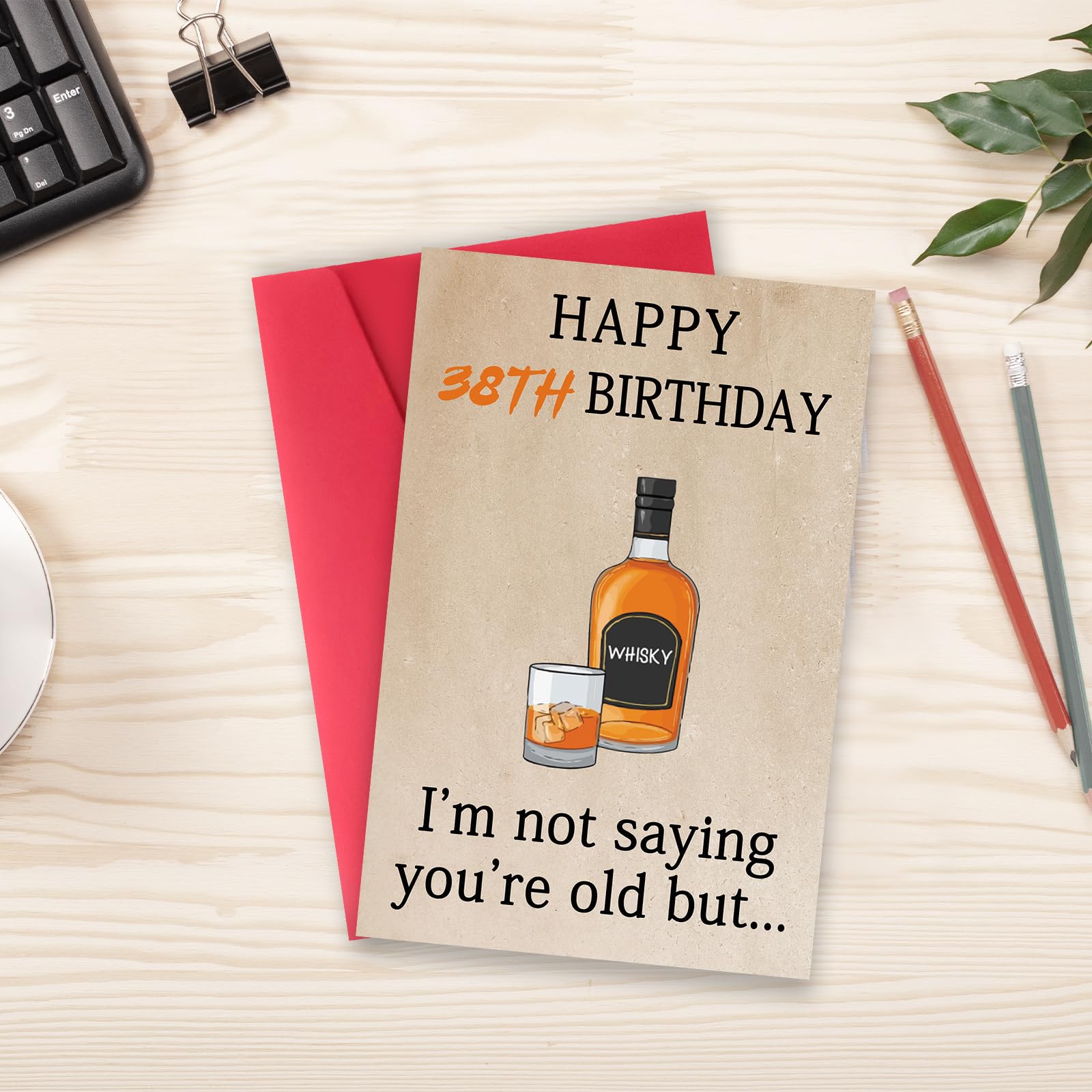 Tarjeta de 38 cumpleaños, regalos de feliz cumpleaños 38 para él y ella, divertidas decoraciones de cumpleaños 38 para hombres y mujeres, tarjeta de regalo de cumpleaños de 38 años para