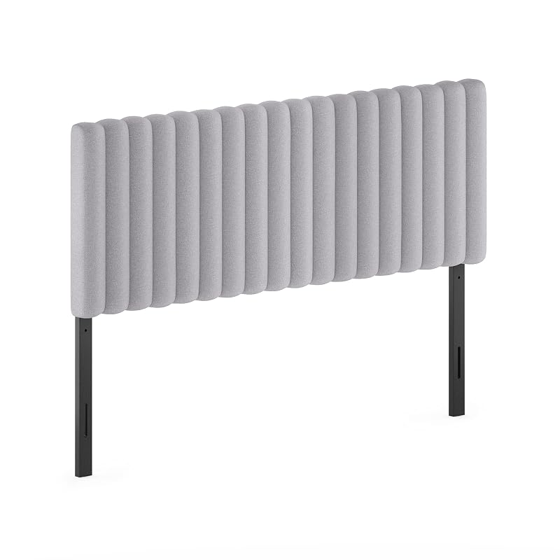 Furinno Roanne Queen Headboard, Upholstered Tufted Headboard, for Bedroom, Light Grey