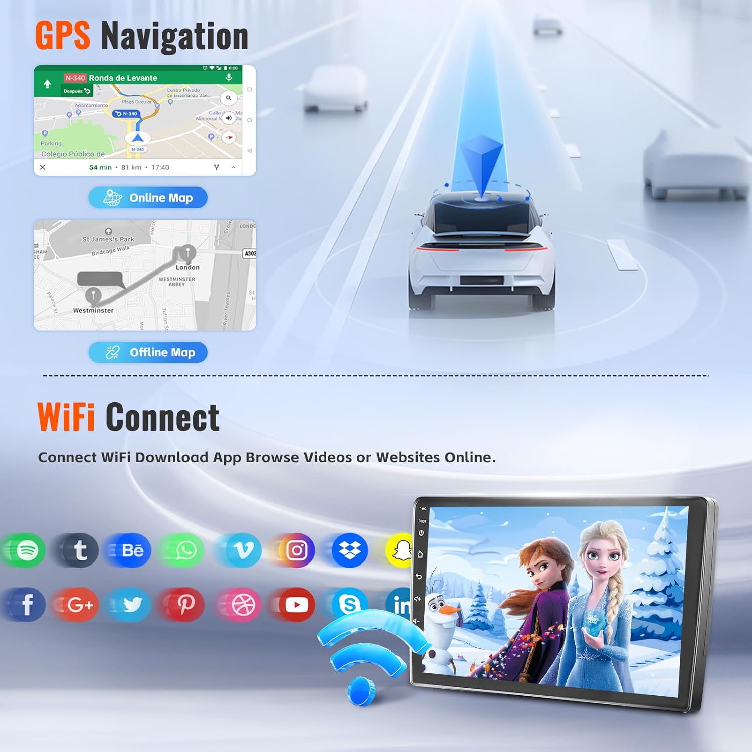2+64GB Android 15 Car Radio for Toyota Hilux Vigo 2005-2014 Wireless CarPlay Android Auto, Realdio 9" Touch Screen Car Stereo with WiFi GPS Bluetooth EQ 26UI AHD Backup Camera MIC